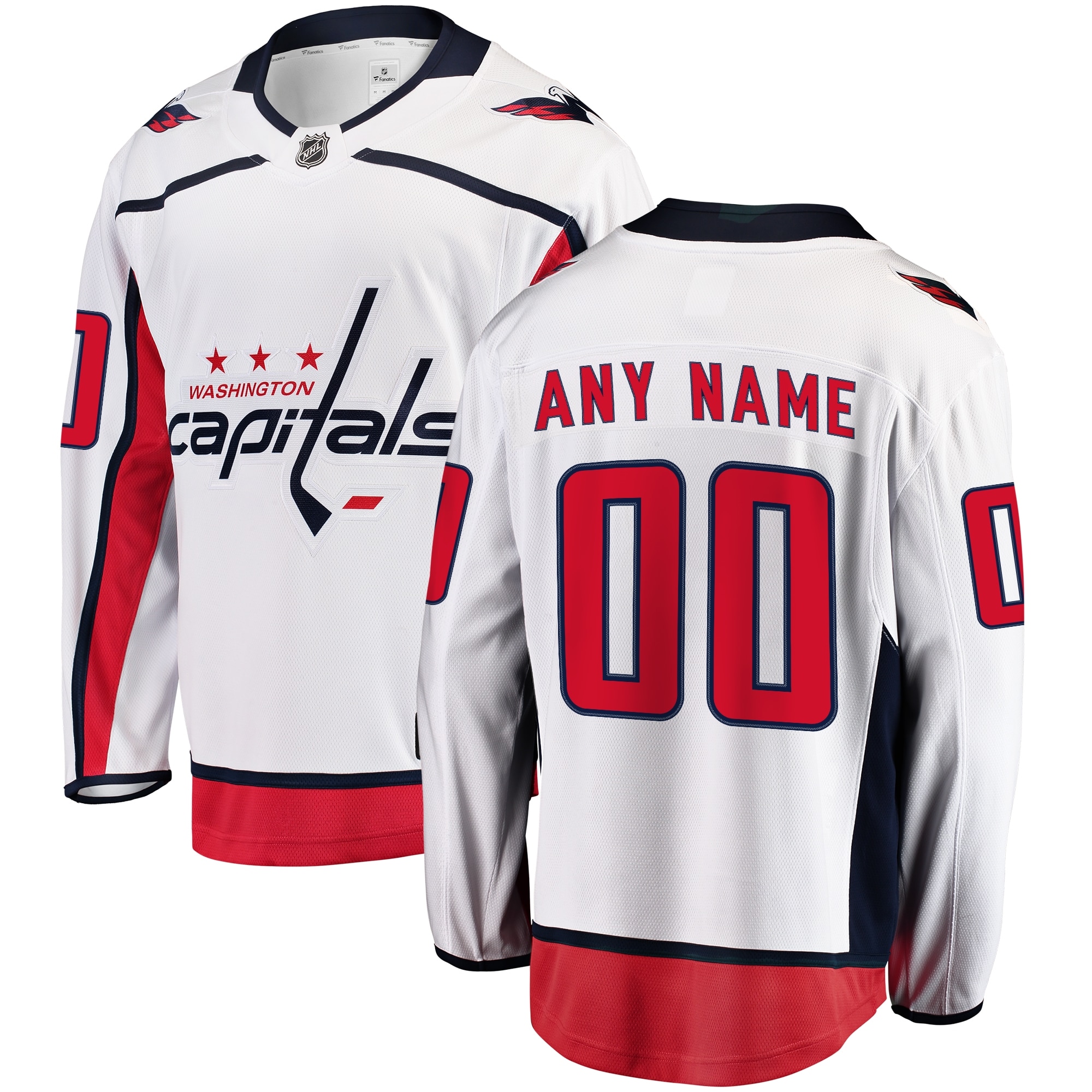 Men's Washington Capitals White Away Breakaway Custom Hockey Jersey - JS557 