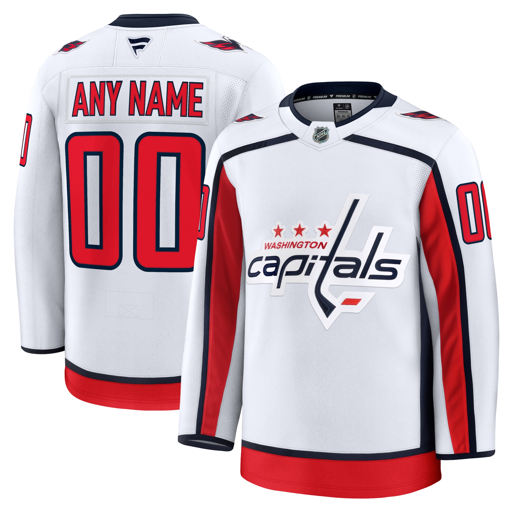 Men's Washington Capitals White Away Premium Custom Hockey Jersey - JS461 