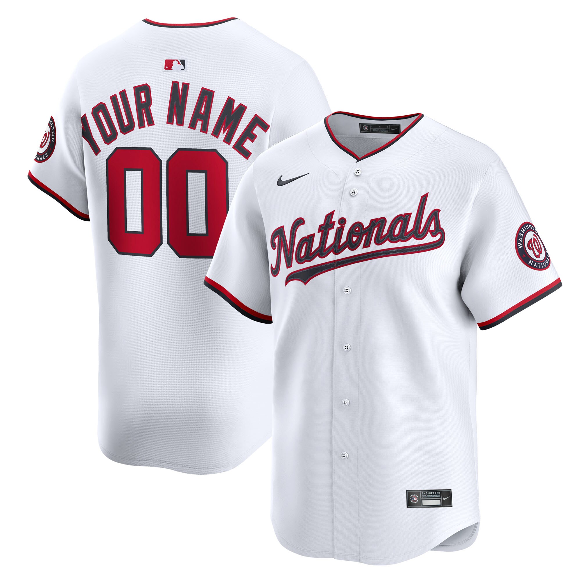 Men's Washington Nationals White Home Limited Custom Jersey - JS901 