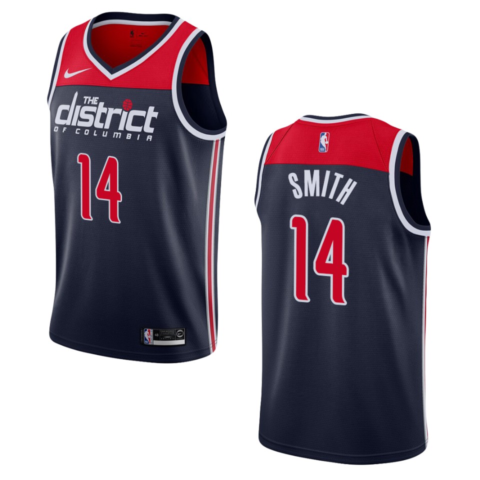 Men's Washington Wizards #14 Ish Smith Statement Edition Swingman Basketball Jersey - Navy