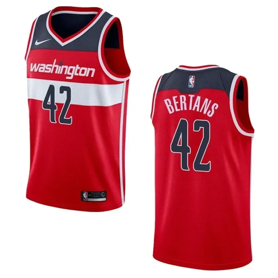 Men's Washington Wizards 42 Davis Bertans Icon Swingman Jersey - Red - JS804 