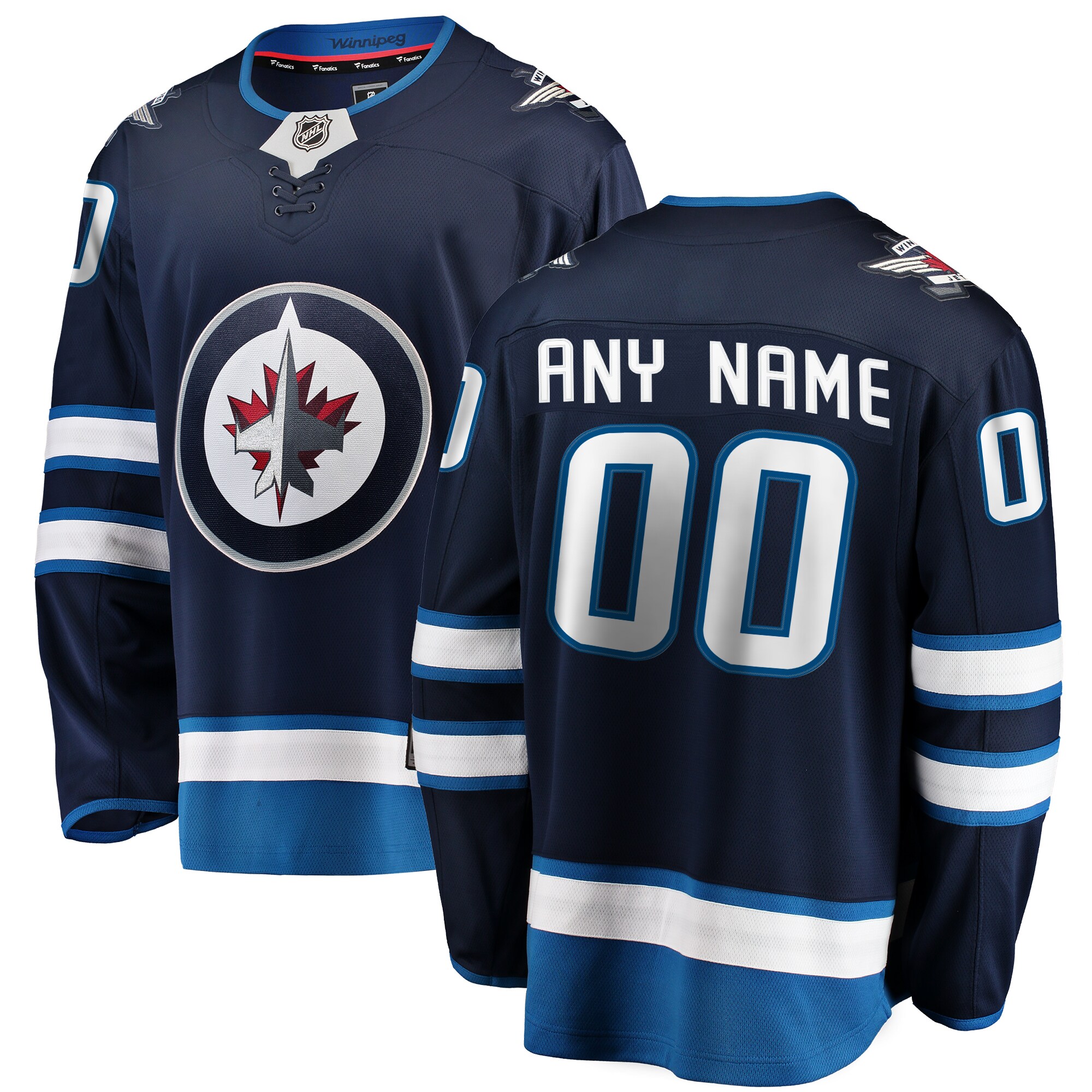 Men's Winnipeg Jets Blue Home Breakaway Custom Jersey - JS566 