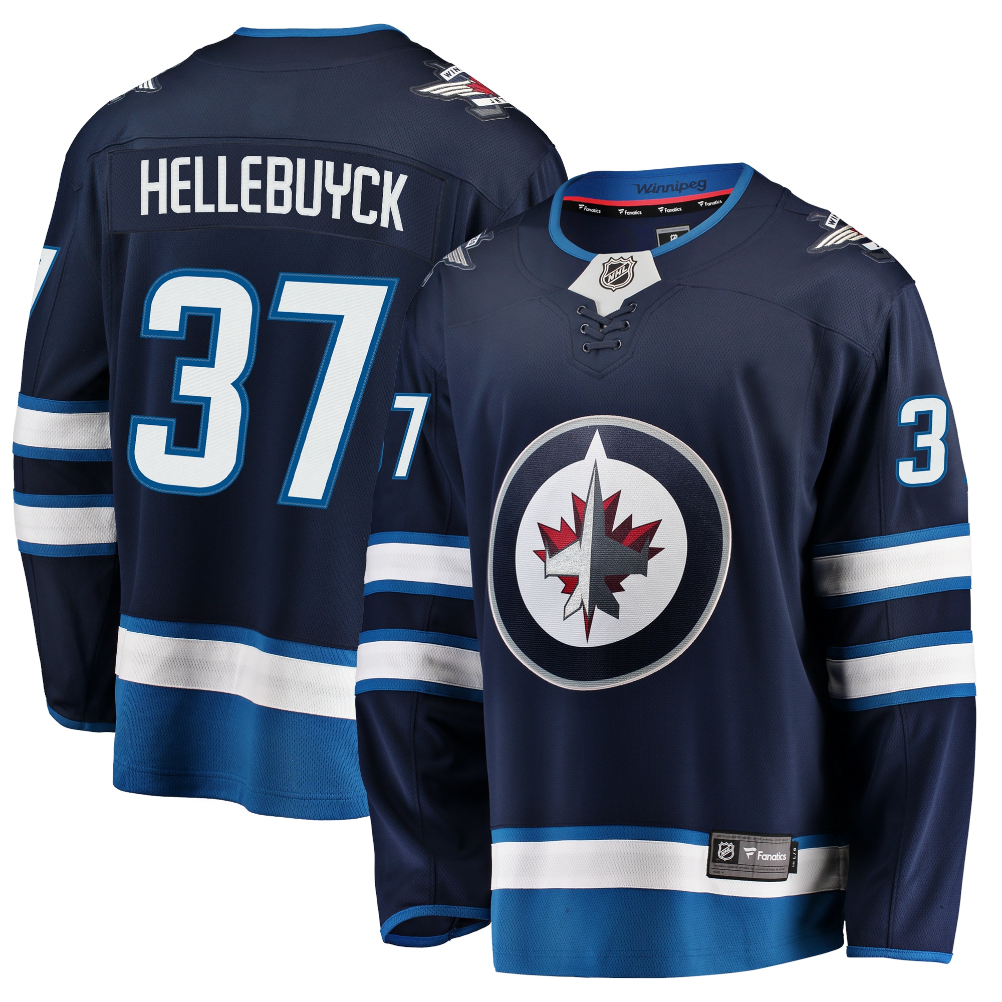 Men's Winnipeg Jets Connor Hellebuyck Navy Breakaway Jersey - JS128 