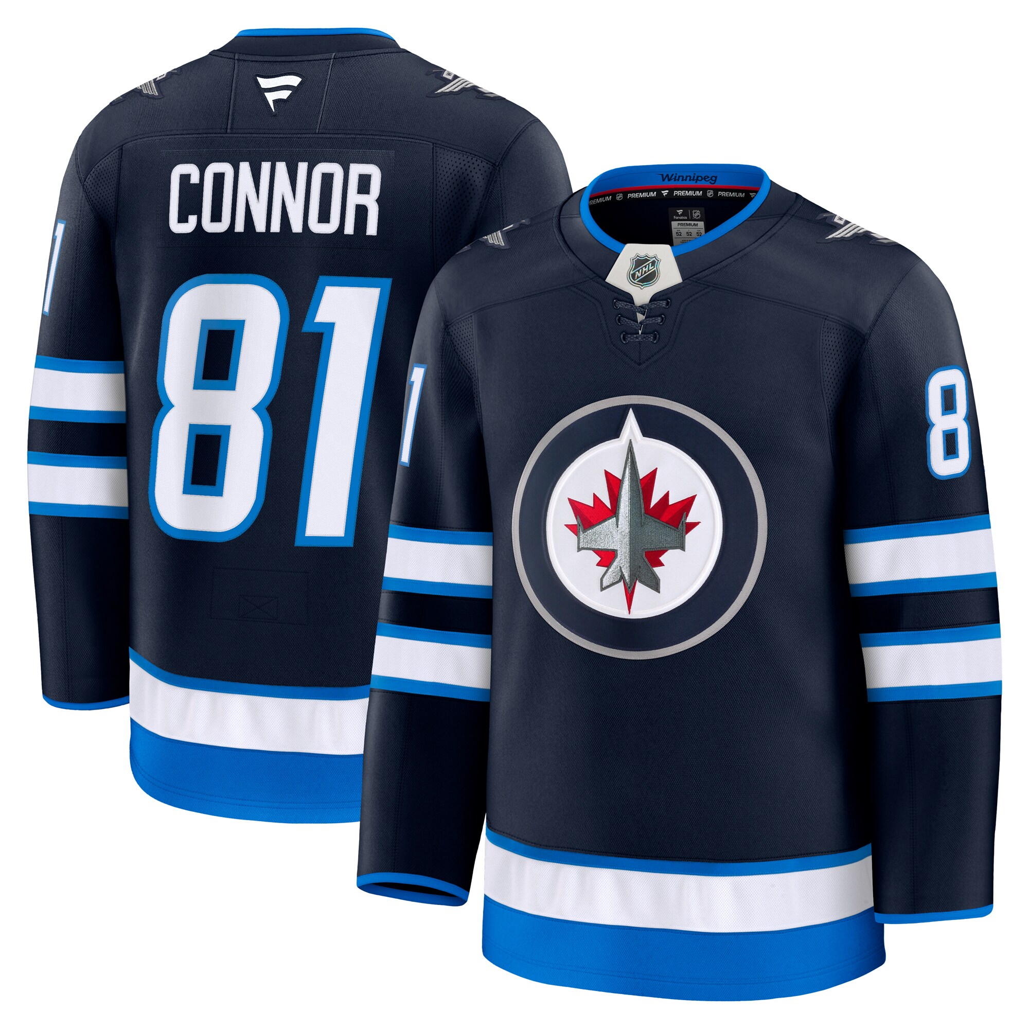 Men's Winnipeg Jets Kyle Connor Navy Home Premium Hockey Jersey - JS946 