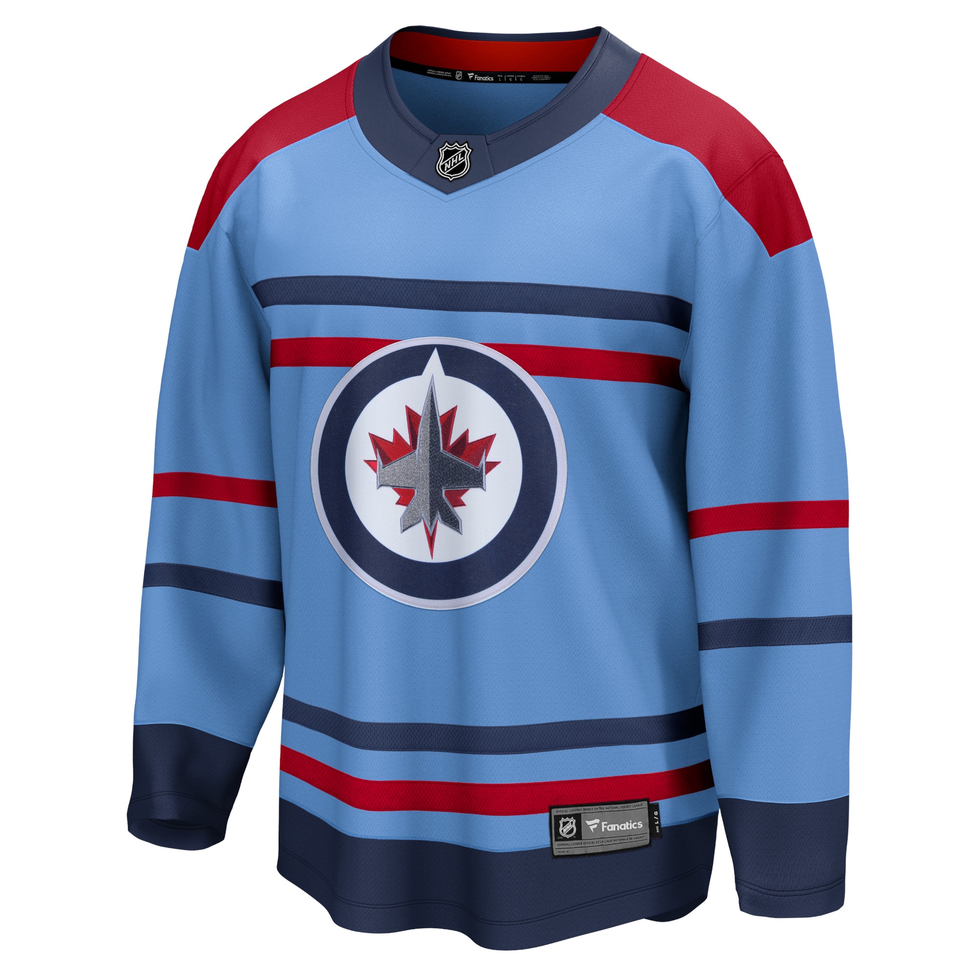 Alternative view of Men's Winnipeg Jets Light Blue Anniversary Premier Breakaway Hockey Jersey - JS745 