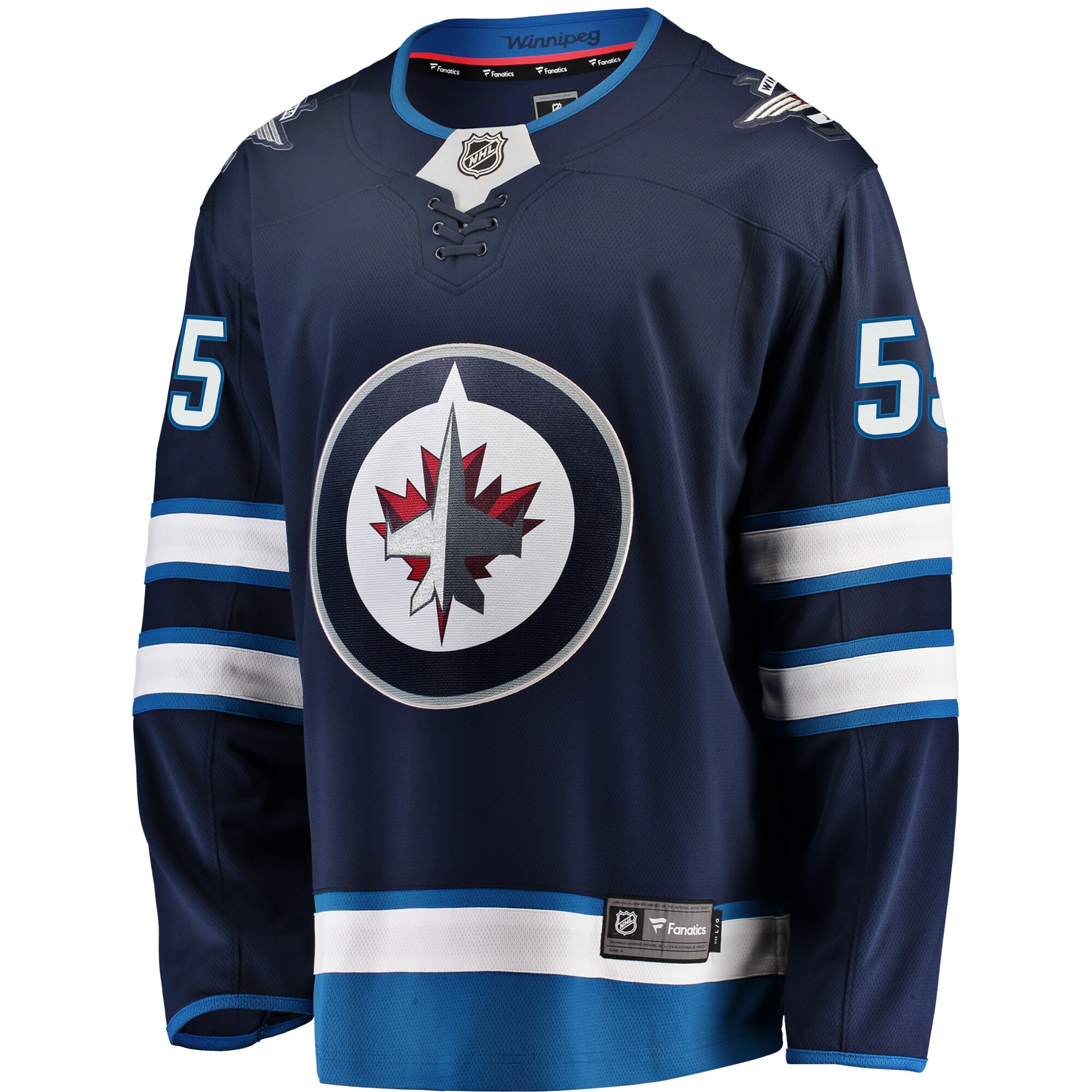 Alternative view of Men's Winnipeg Jets Mark Scheifele Navy Breakaway Hockey Jersey - JS757 