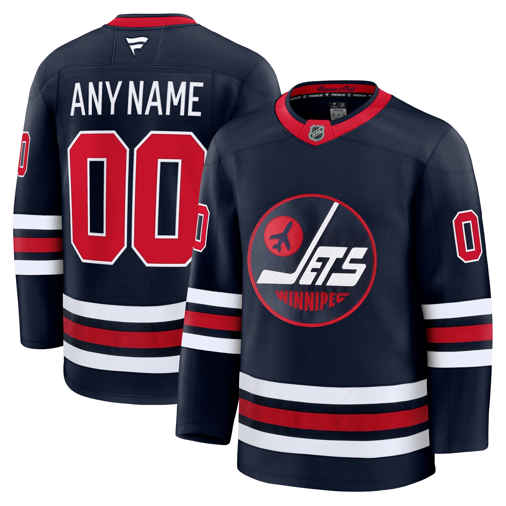 Men's Winnipeg Jets Navy Alternate Premium Custom Hockey Jersey - JS328 