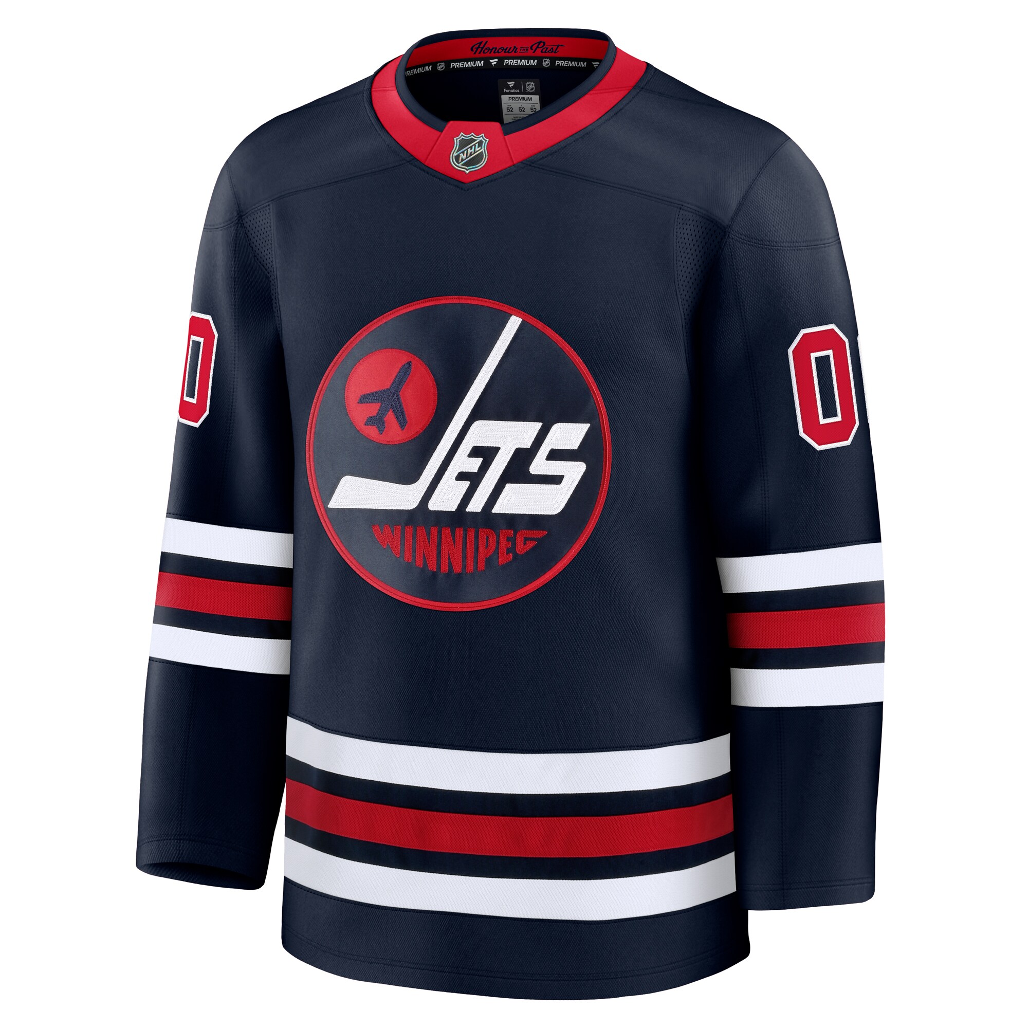 Alternative view of Men's Winnipeg Jets Navy Alternate Premium Custom Hockey Jersey - JS328 