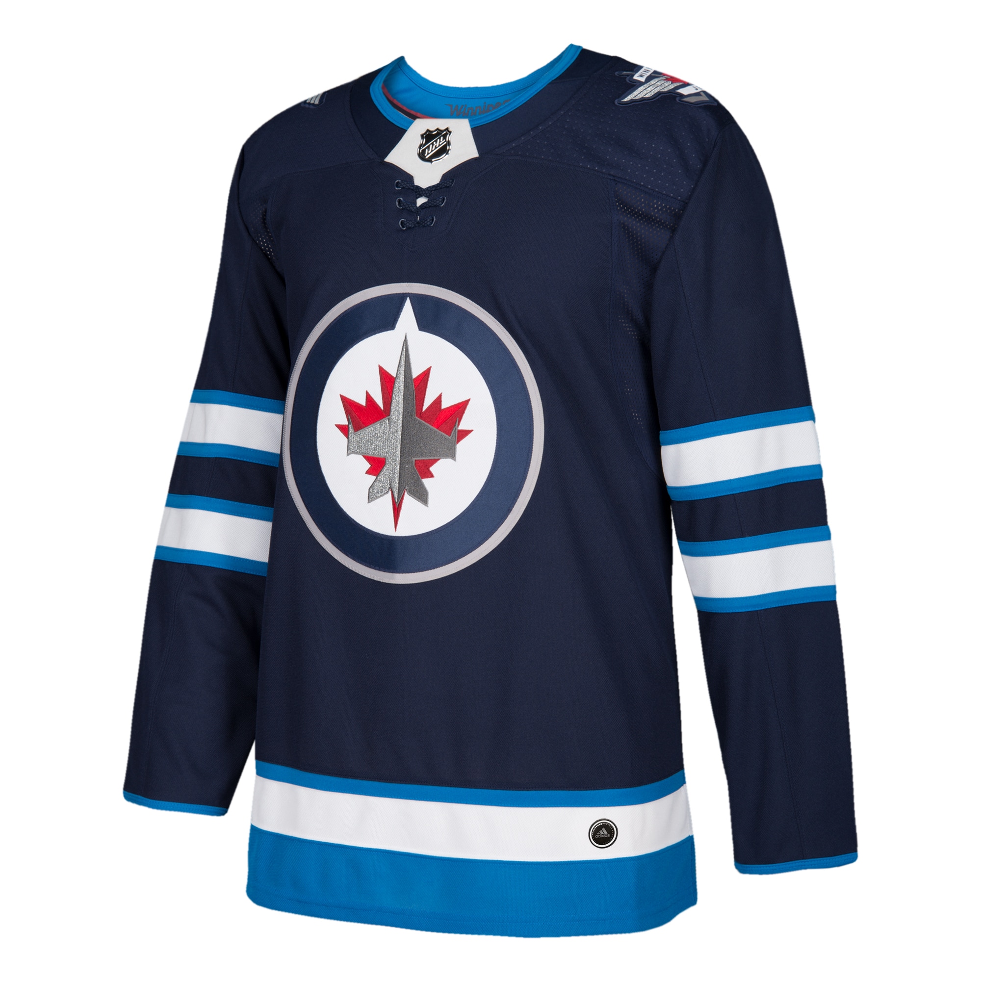 Alternative view of Men's Winnipeg Jets Navy Home Blank Hockey Jersey - JS693 
