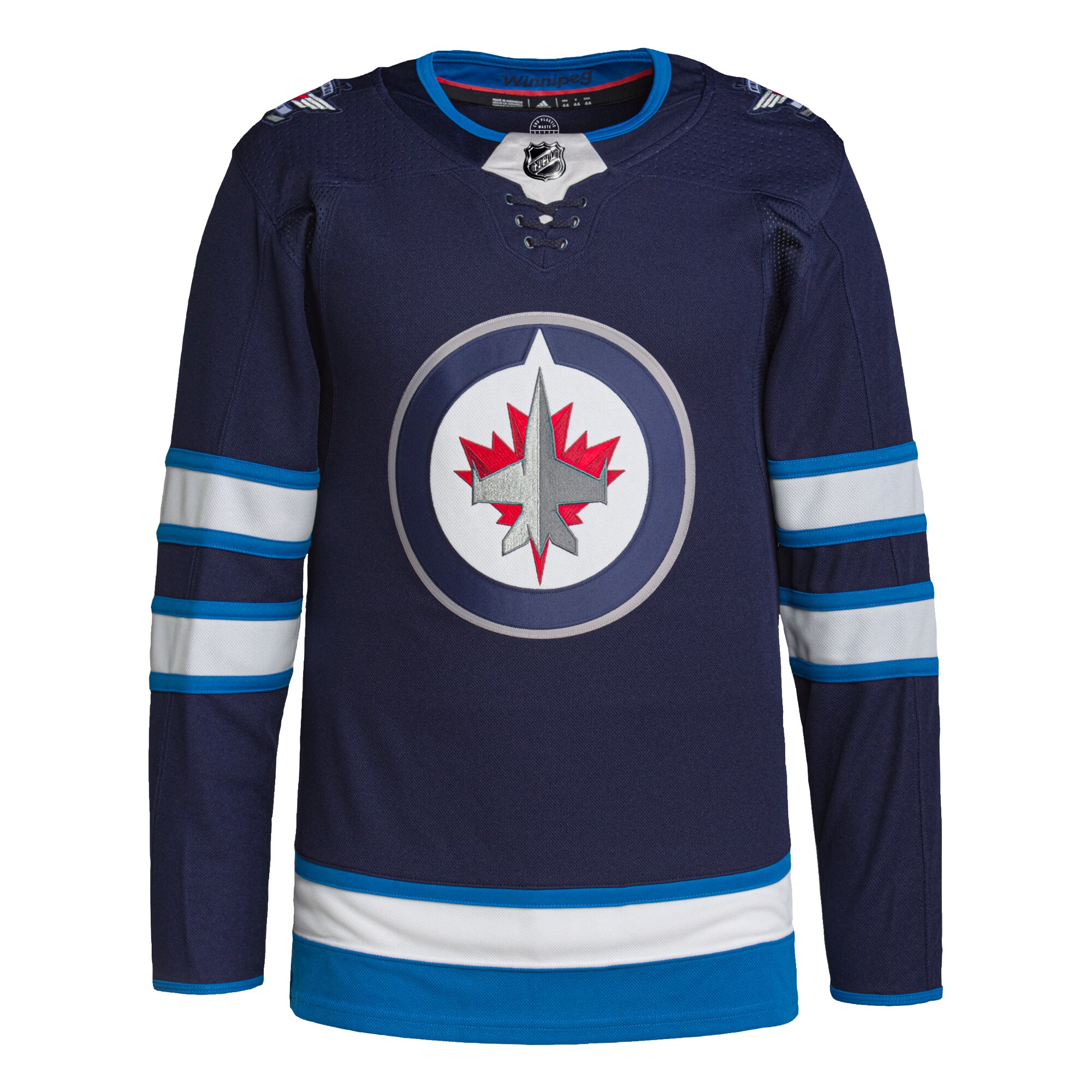Alternative view of Men's Winnipeg Jets Navy Home Hockey Jersey - JS726