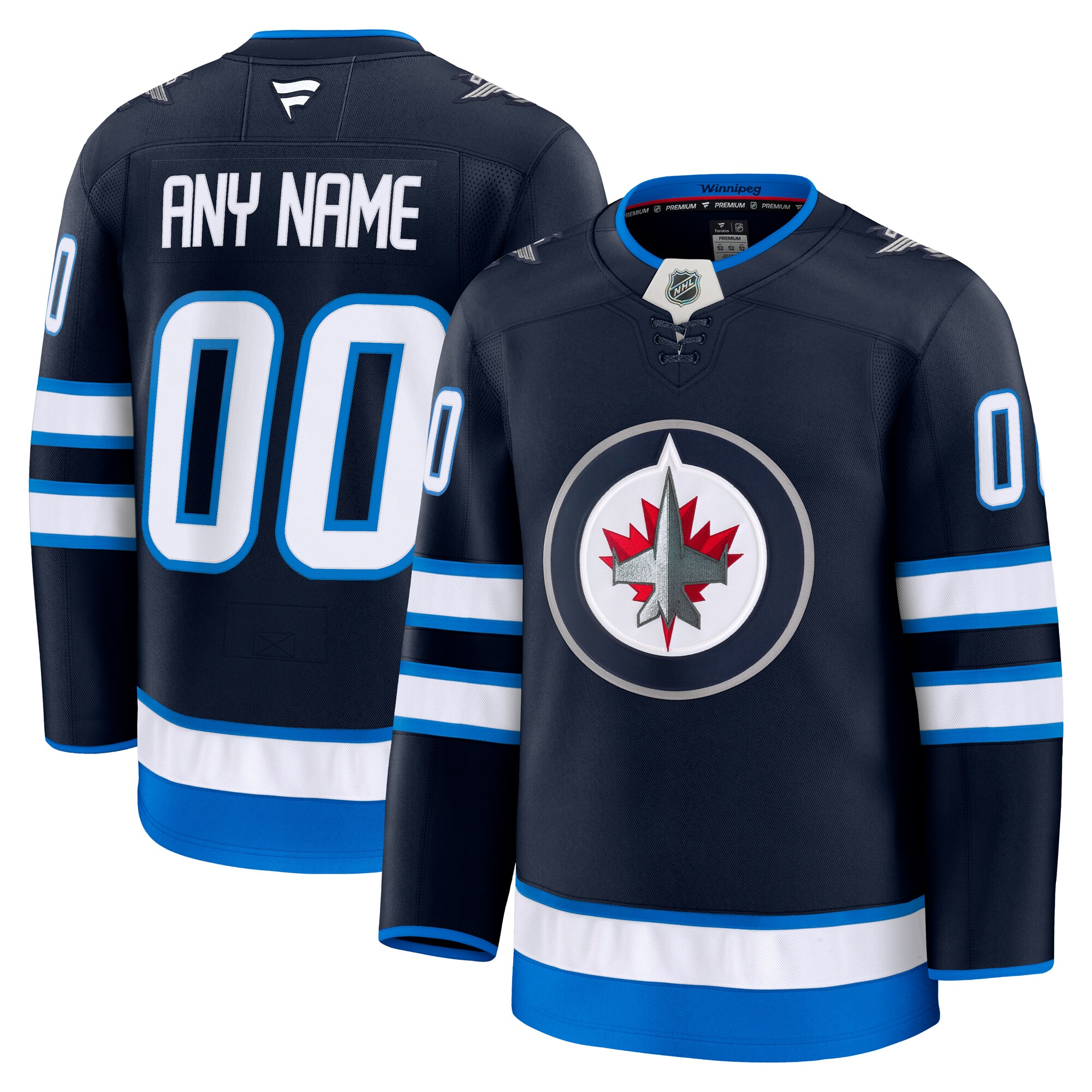 Men's Winnipeg Jets Navy Home Premium Custom Hockey Jersey - JS972 