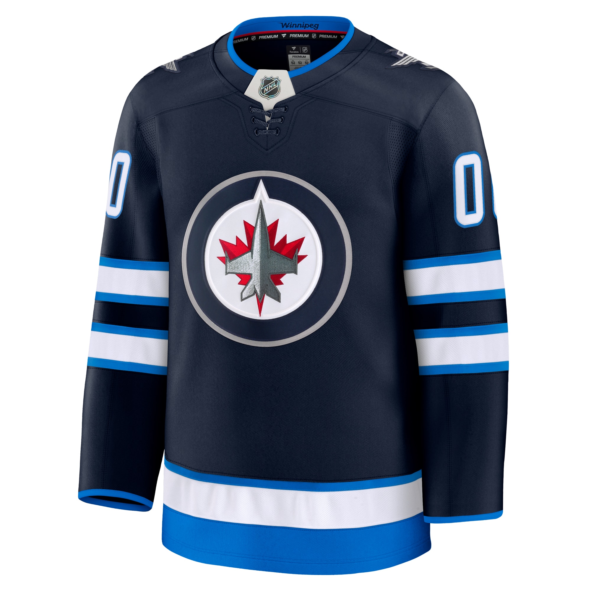 Alternative view of Men's Winnipeg Jets Navy Home Premium Custom Hockey Jersey - JS972 