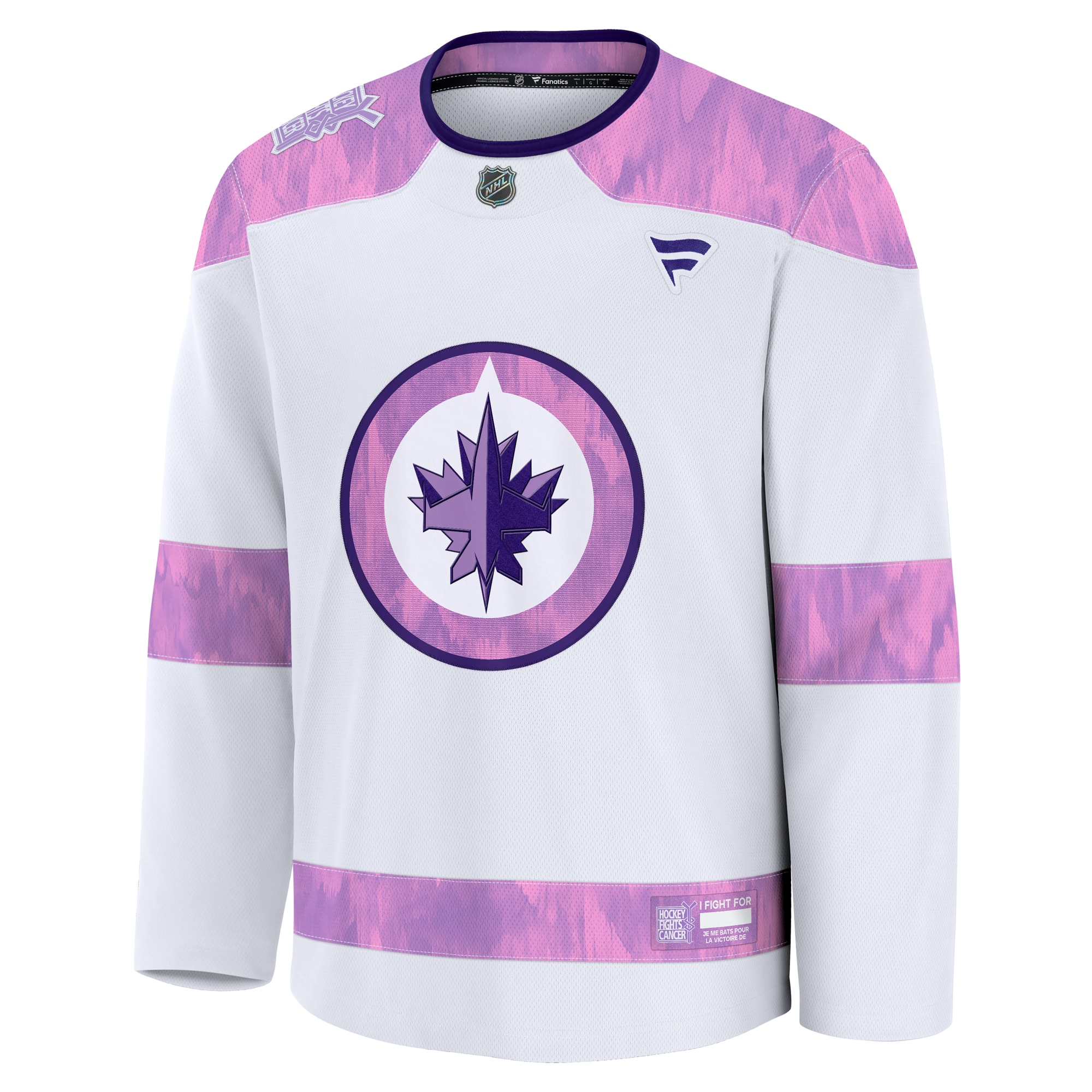 Alternative view of Men's Winnipeg Jets White 2024 Hockey Fights Cancer Practice Hockey Jersey - JS621 