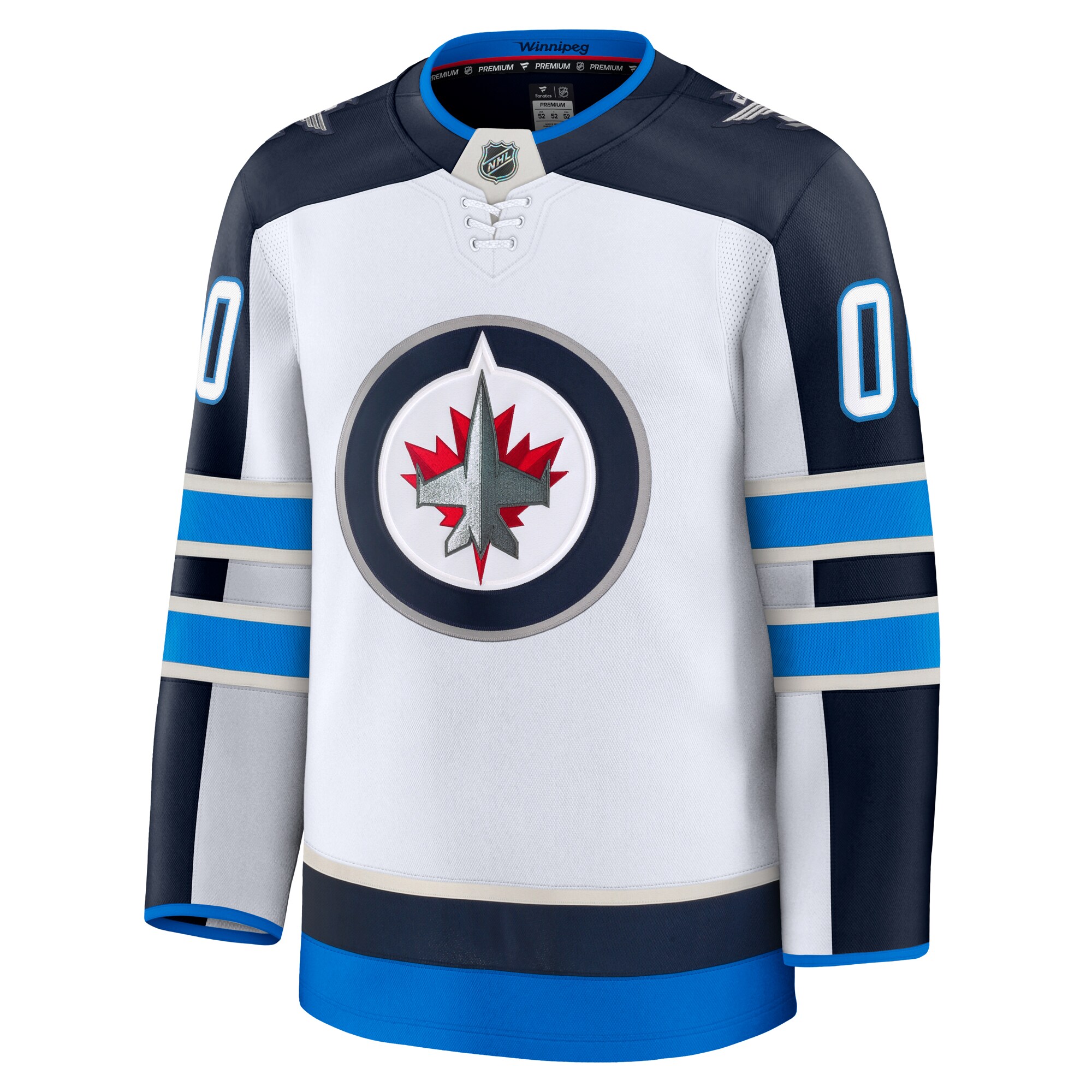 Alternative view of Men's Winnipeg Jets White Away Premium Custom Hockey Jersey - JS440 