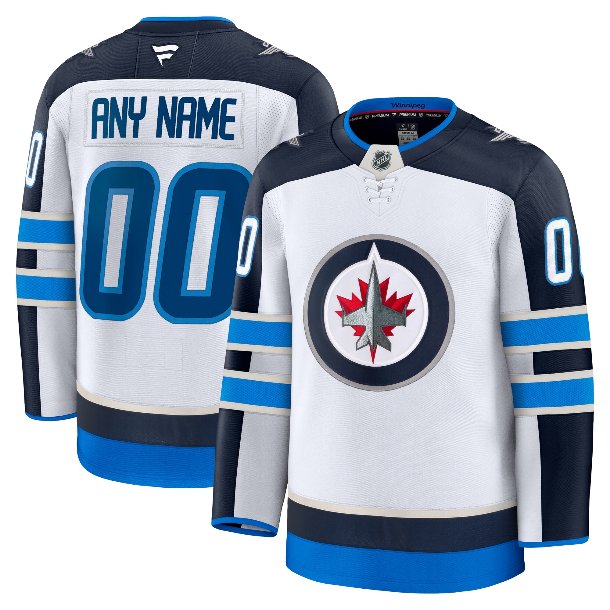 Men's Winnipeg Jets White Away Premium Custom Hockey Jersey - JS929 