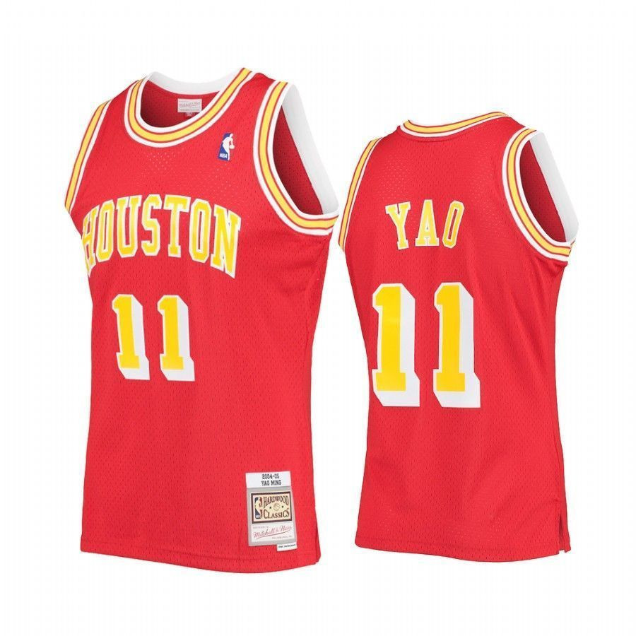 Men's Yao Ming 11 Houston Rockets Red Hardwood Classics Basketball Jersey - JS718 