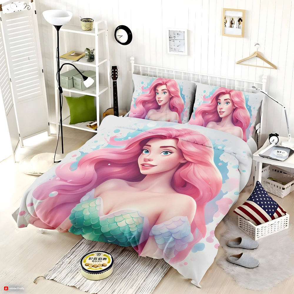 Mermaid Princess Teen Girls Rose Bedding Set - Custom Bedding Set