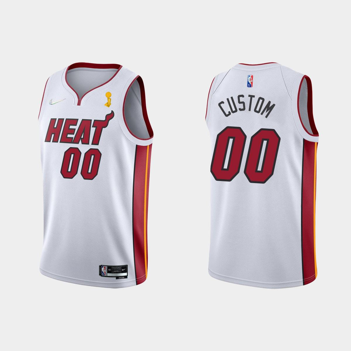 Miami Heat 00 Custom Champions Cup 2023 Patch White Basketball Jersey - JS797 