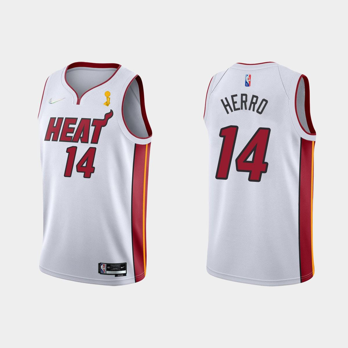 Miami Heat 14 Tyler Herro Champions Cup 2023 Patch White Basketball Jersey - JS600 
