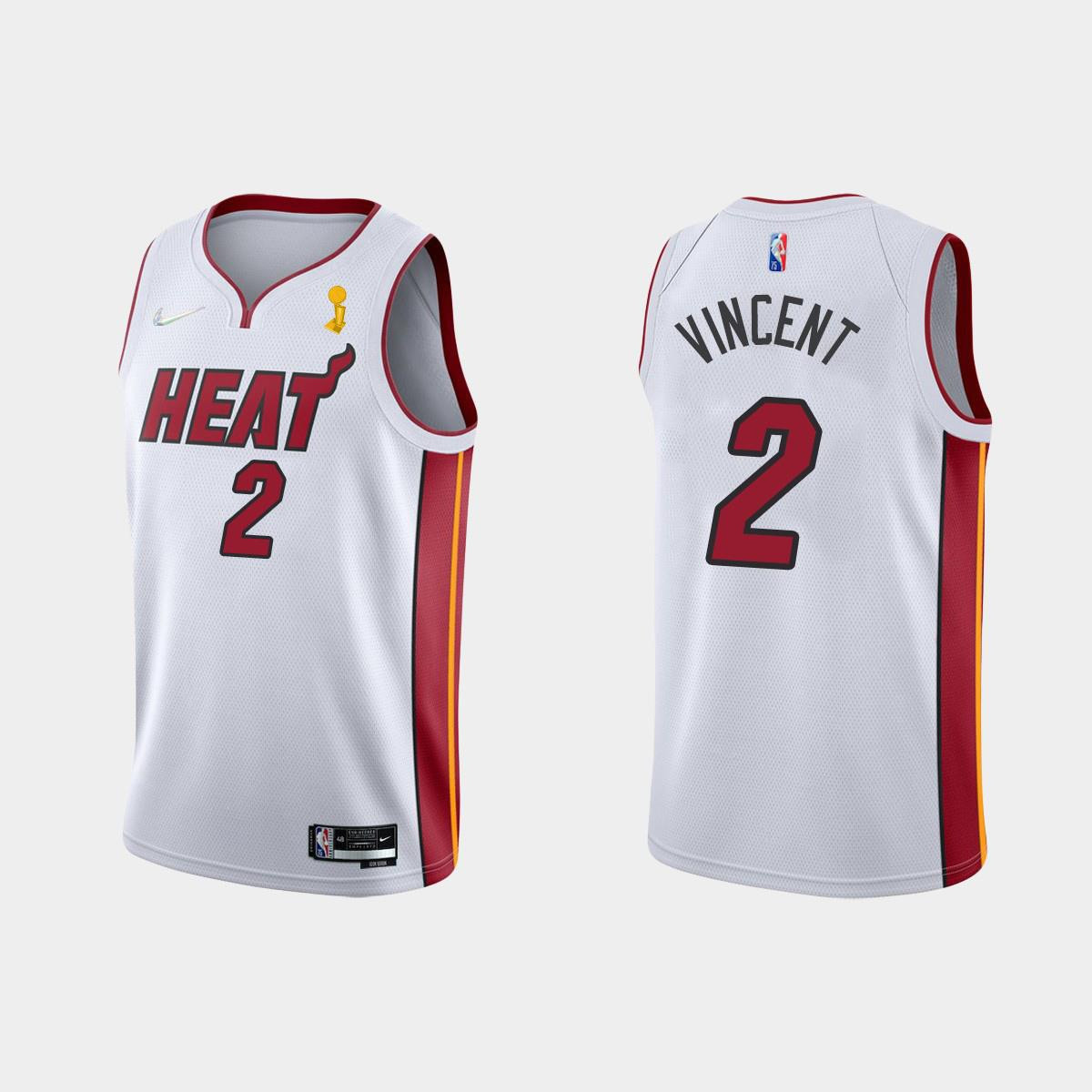 Miami Heat 2 Gabe Vincent Champions Cup 2023 Patch White Basketball Jersey - JS233 