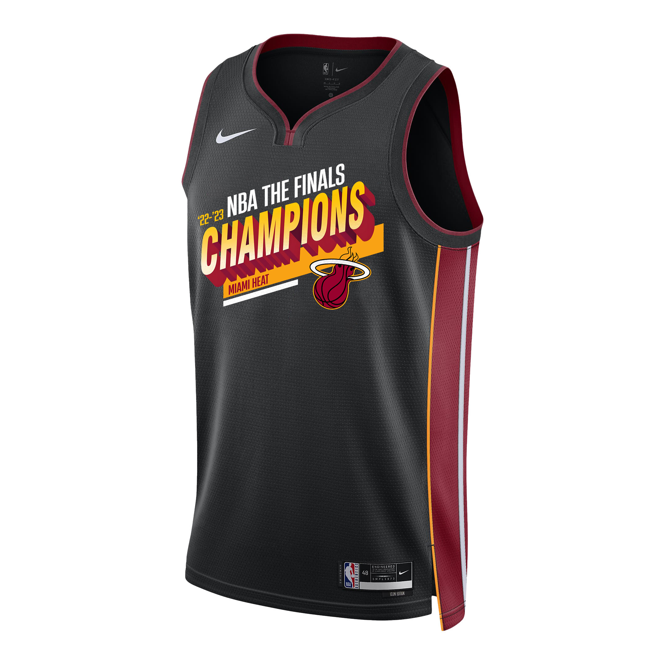Alternative view of Miami Heat 2023 NBA The Finals Champions Edition Swingman Basketball Jersey - Black - JS679 