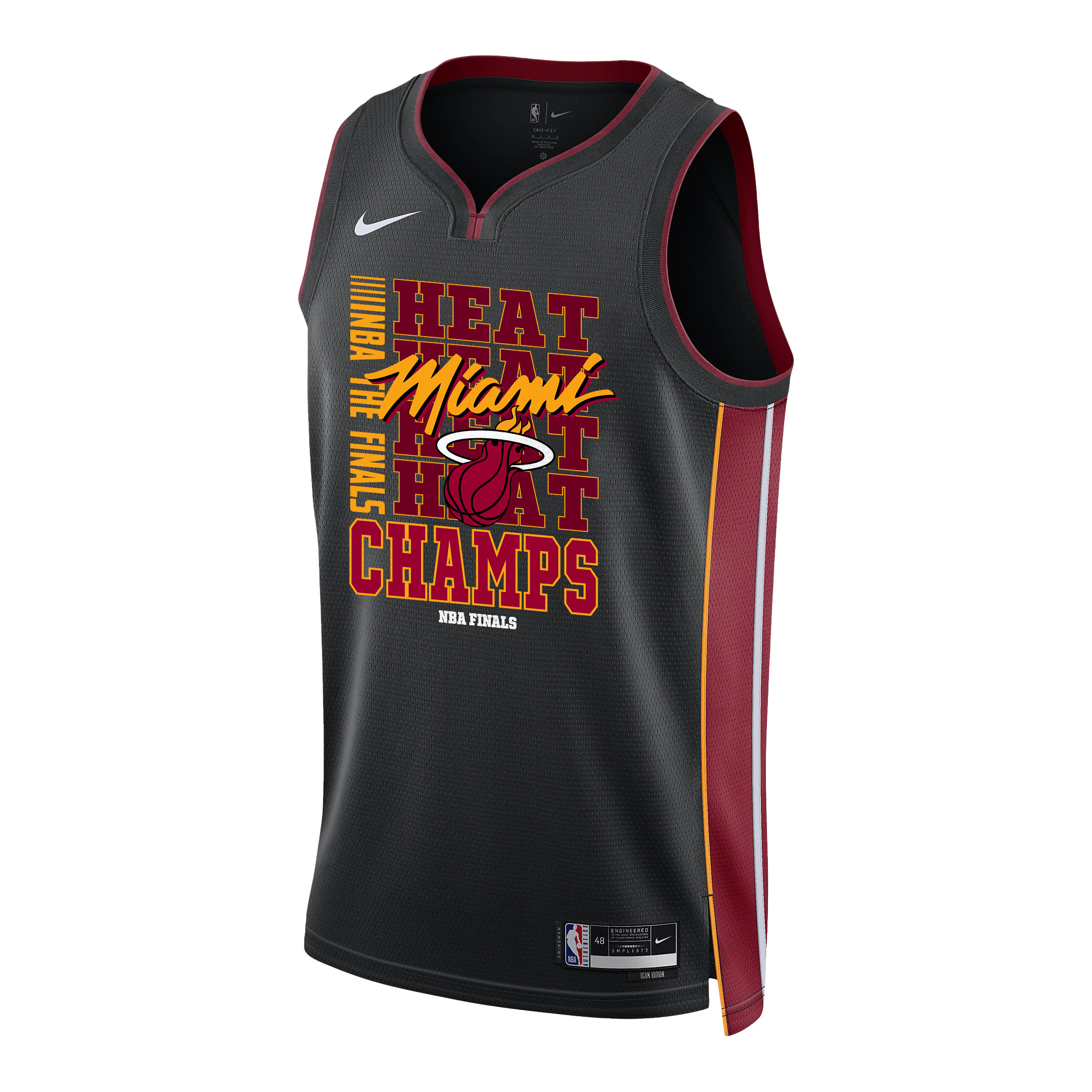 Alternative view of Miami Heat 2023 NBA The Finals Champions Swingman Basketball Jersey - Black - JS153 