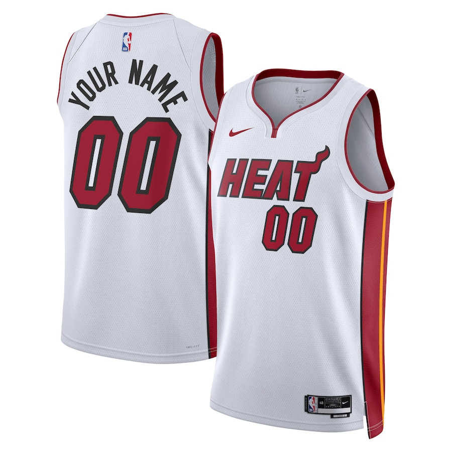 Miami Heat 2023/24 Association Swingman Custom Men Basketball Jersey - White - JS150 