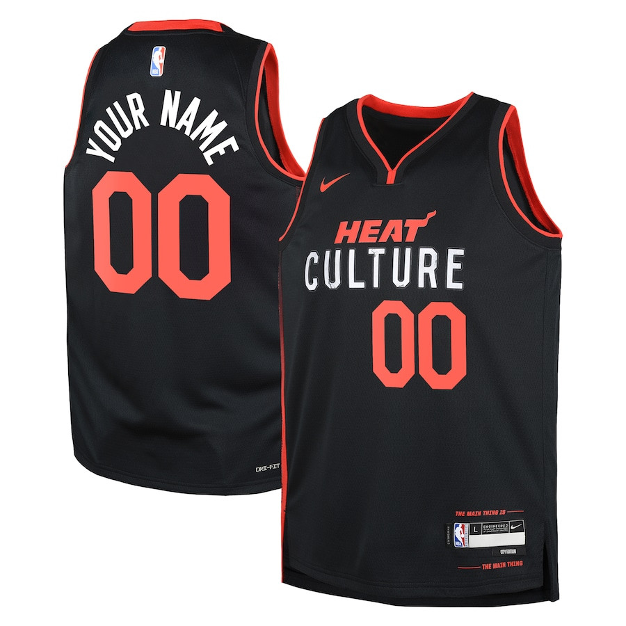 Miami Heat 2023/24 City Edition Swingman Custom YOUTH Basketball Jersey - Black - JS865 