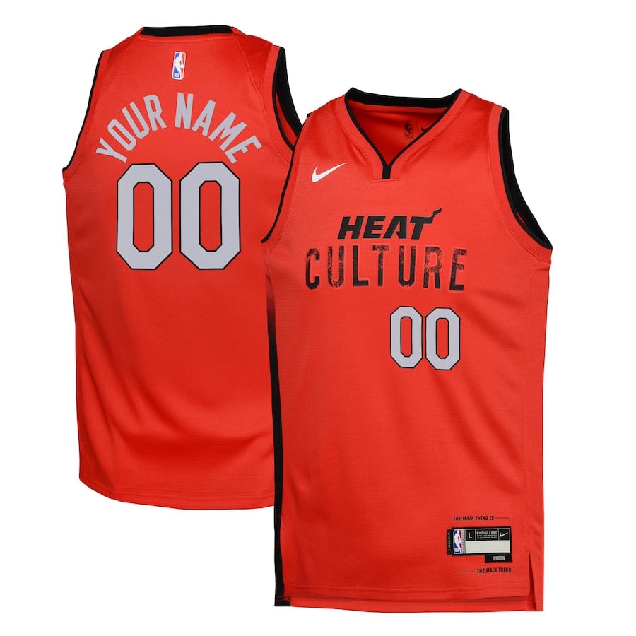 Miami Heat 2024/25 Swingman Custom YOUTH Basketball Jersey - City Edition - Red - JS712 
