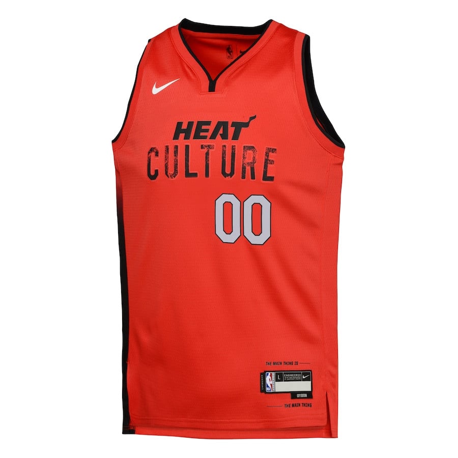 Alternative view of Miami Heat 2024/25 Swingman Custom YOUTH Basketball Jersey - City Edition - Red - JS712 