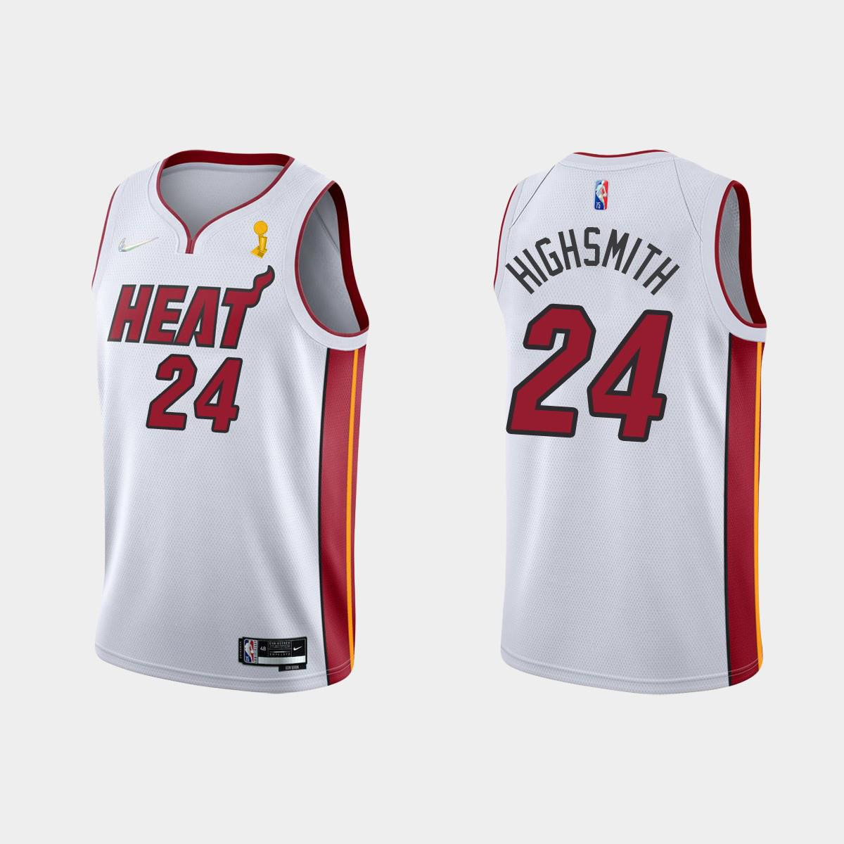 Miami Heat 24 Haywood Highsmith Champions Cup 2023 Patch White Basketball Jersey - JS319 