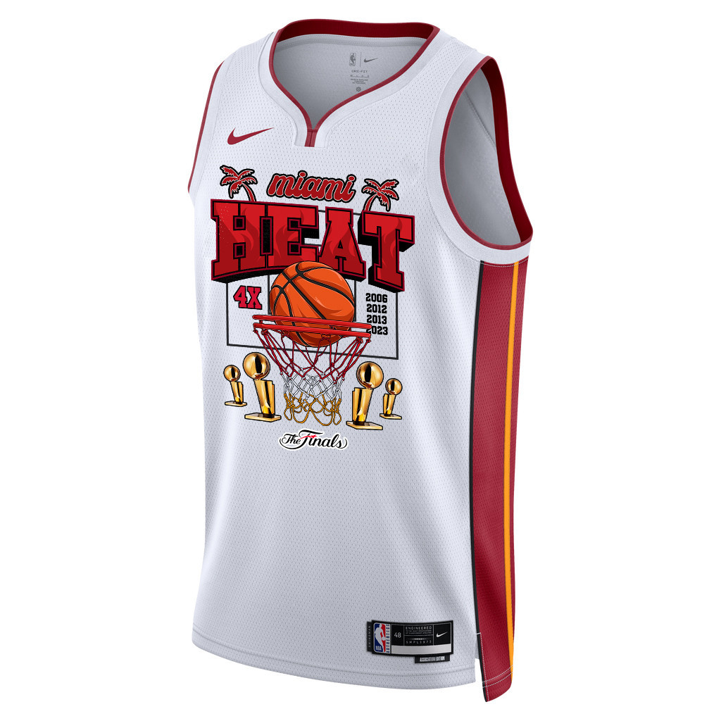 Alternative view of Miami Heat 4th Champions Red Hot Redemption 2023 Swingman Basketball Jersey - White - JS536 