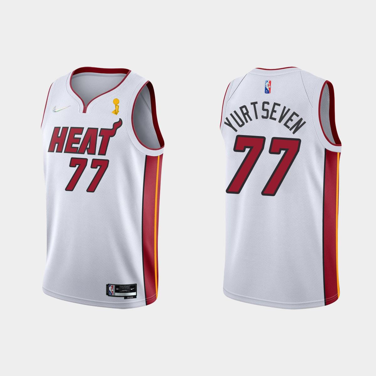 Miami Heat 77 Omer Yurtseven Champions Cup 2023 Patch White Basketball Jersey - JS381 