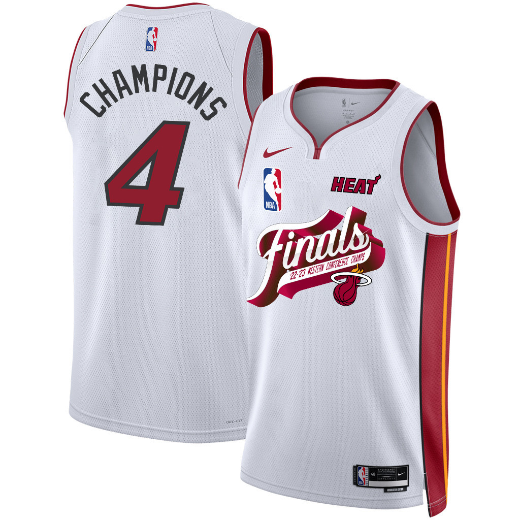 Miami Heat Champions Of The Finals Western Conference 2023 Swingman Basketball Jersey - White - JS172 