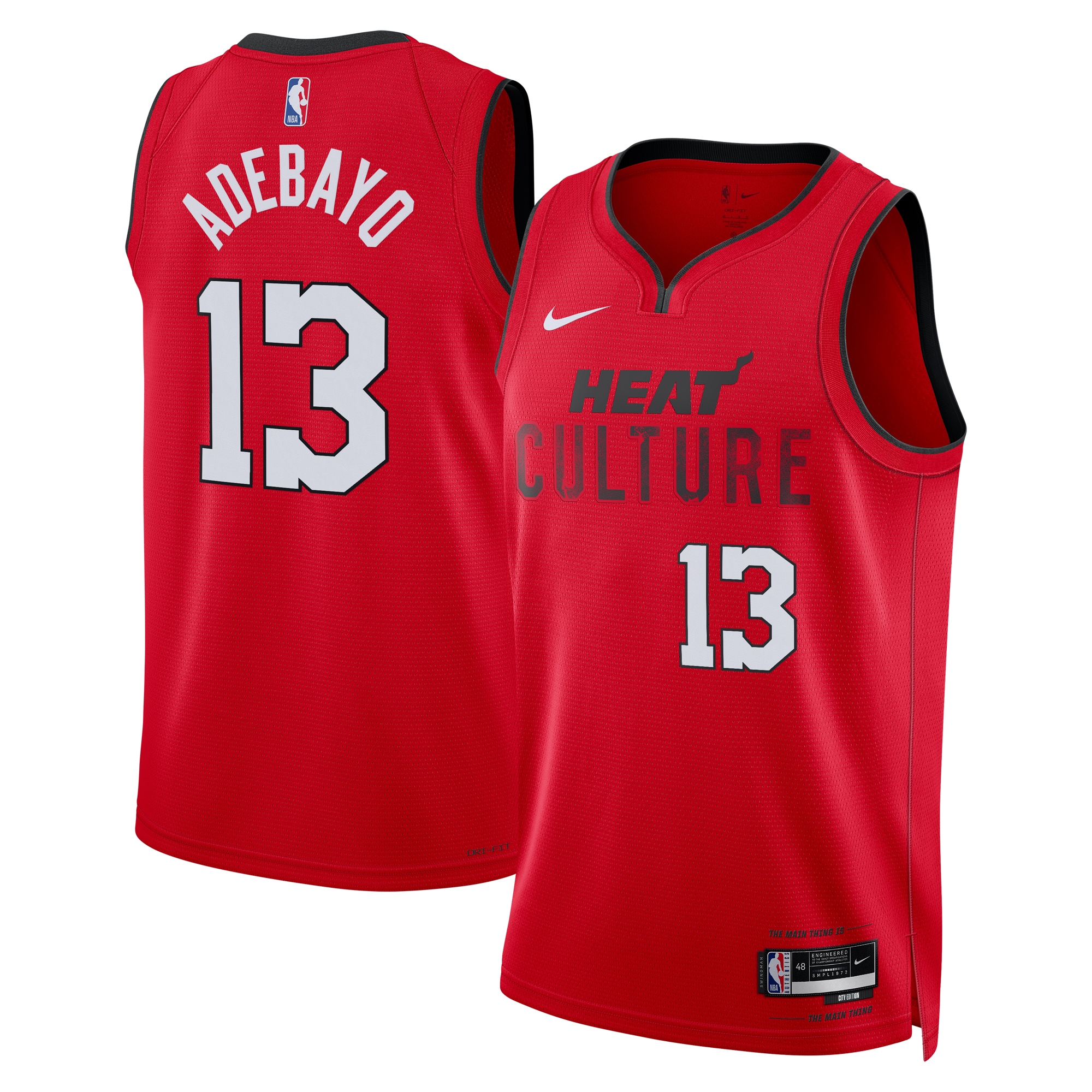 Miami Heat City Edition Swingman Basketball Jersey 2024 - Red - Bam Adebayo - Unisex - JS846 
