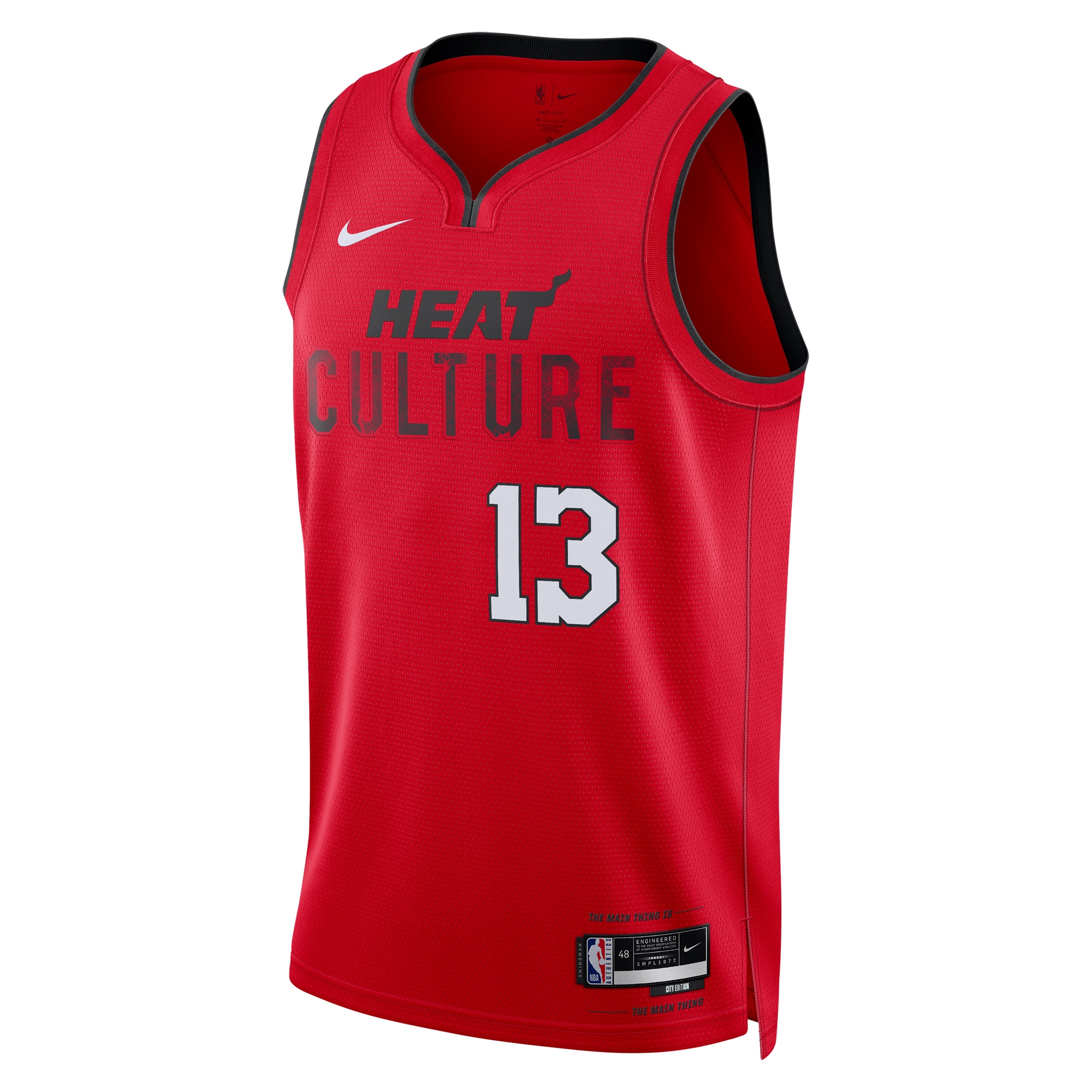 Alternative view of Miami Heat City Edition Swingman Basketball Jersey 2024 - Red - Bam Adebayo - Unisex - JS846 