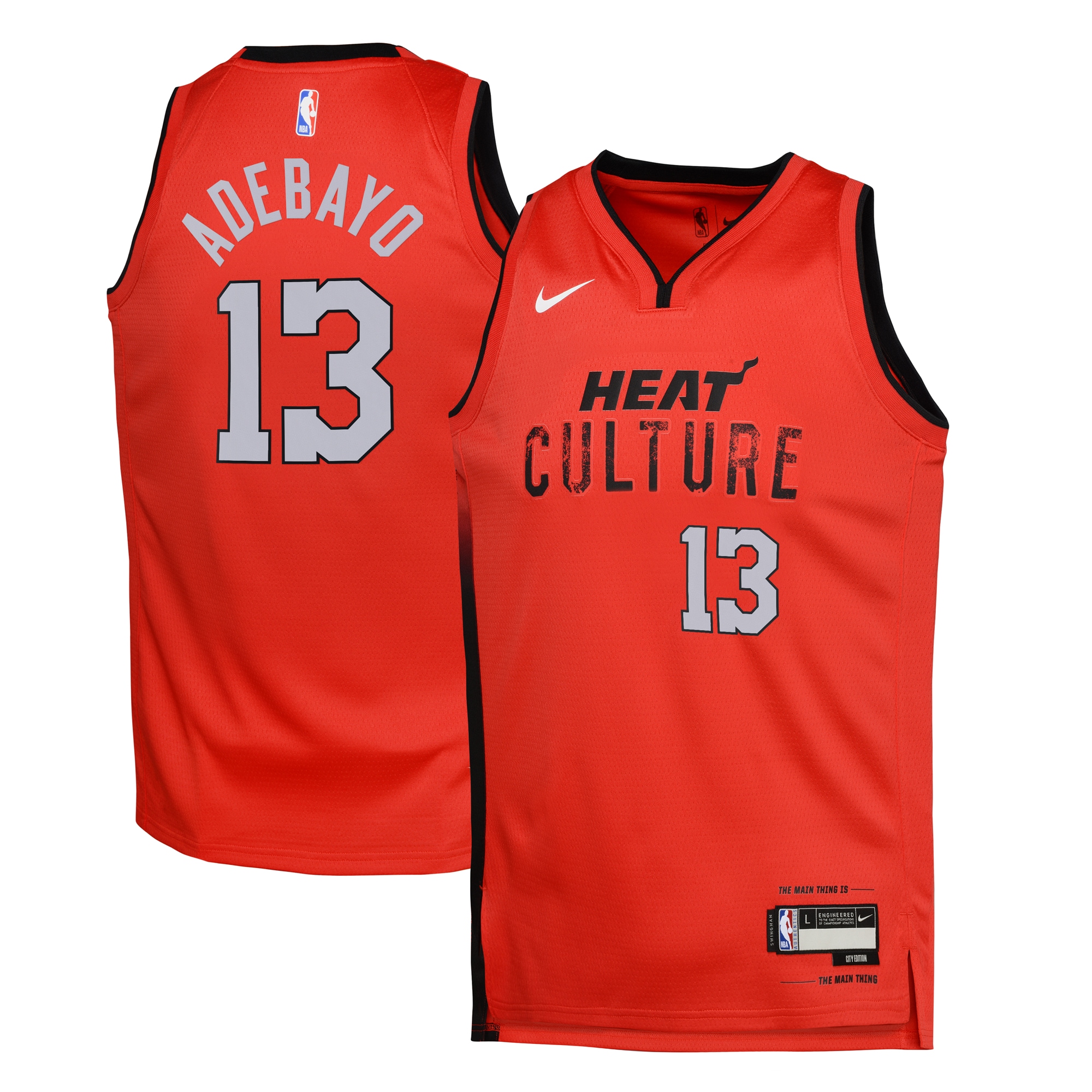 Miami Heat City Edition Swingman Basketball Jersey 2024 - Red - Bam Adebayo - Youth - JS749 