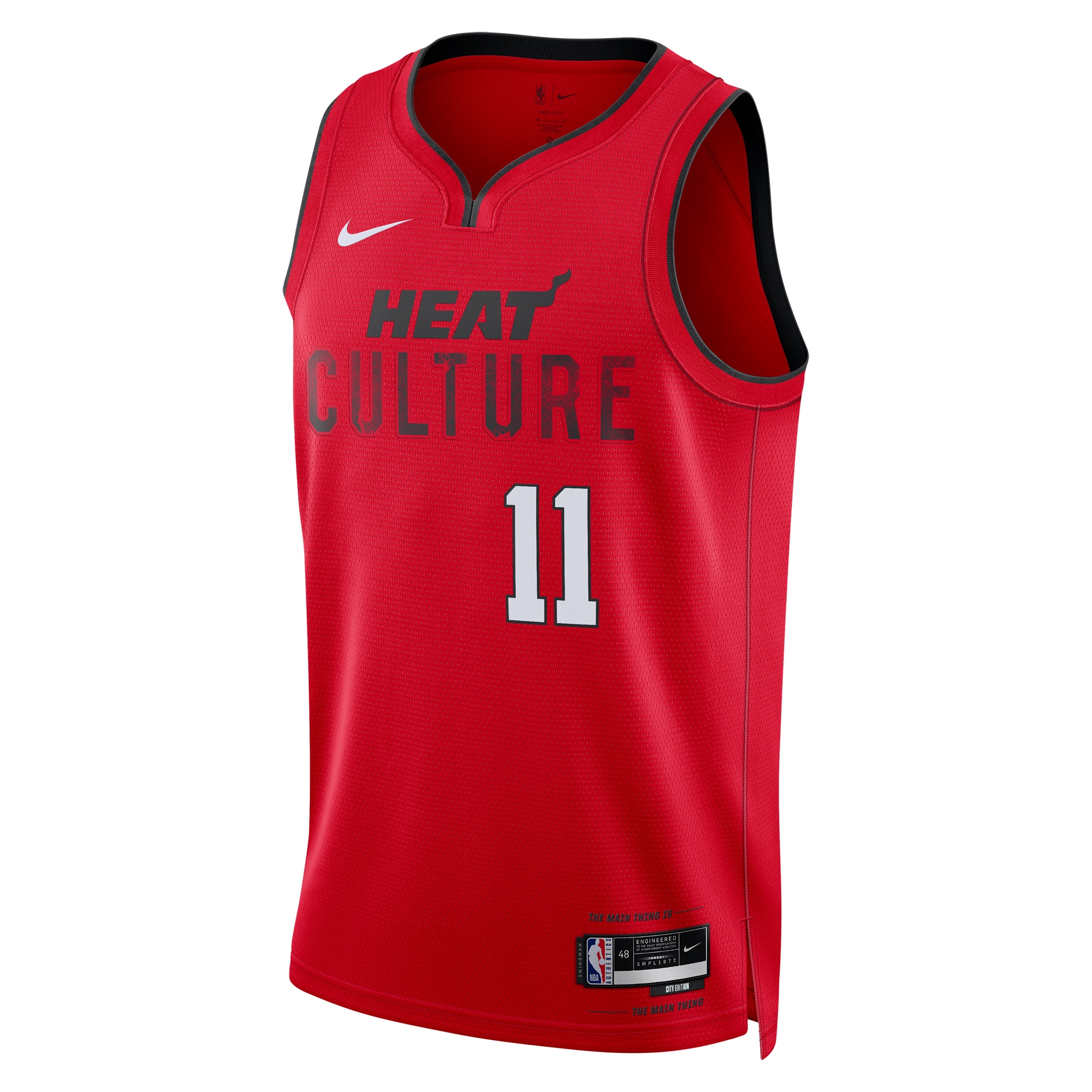 Alternative view of Miami Heat City Edition Swingman Basketball Jersey 2024 - Red - Jaime Jaquez Jr. - Unisex - JS267 