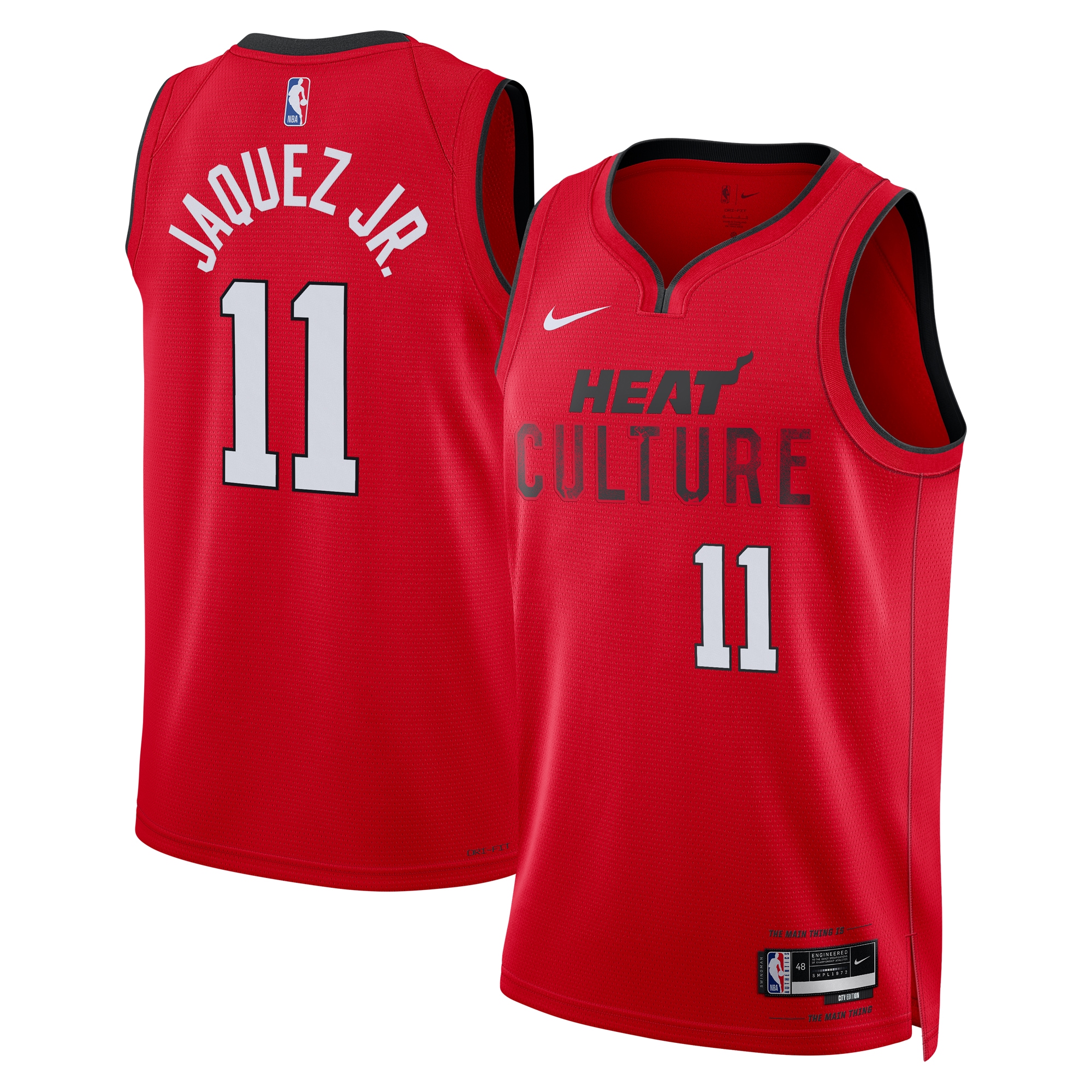 Miami Heat City Edition Swingman Basketball Jersey 2024 - Red - Jaime Jaquez Jr. - Unisex - JS267 
