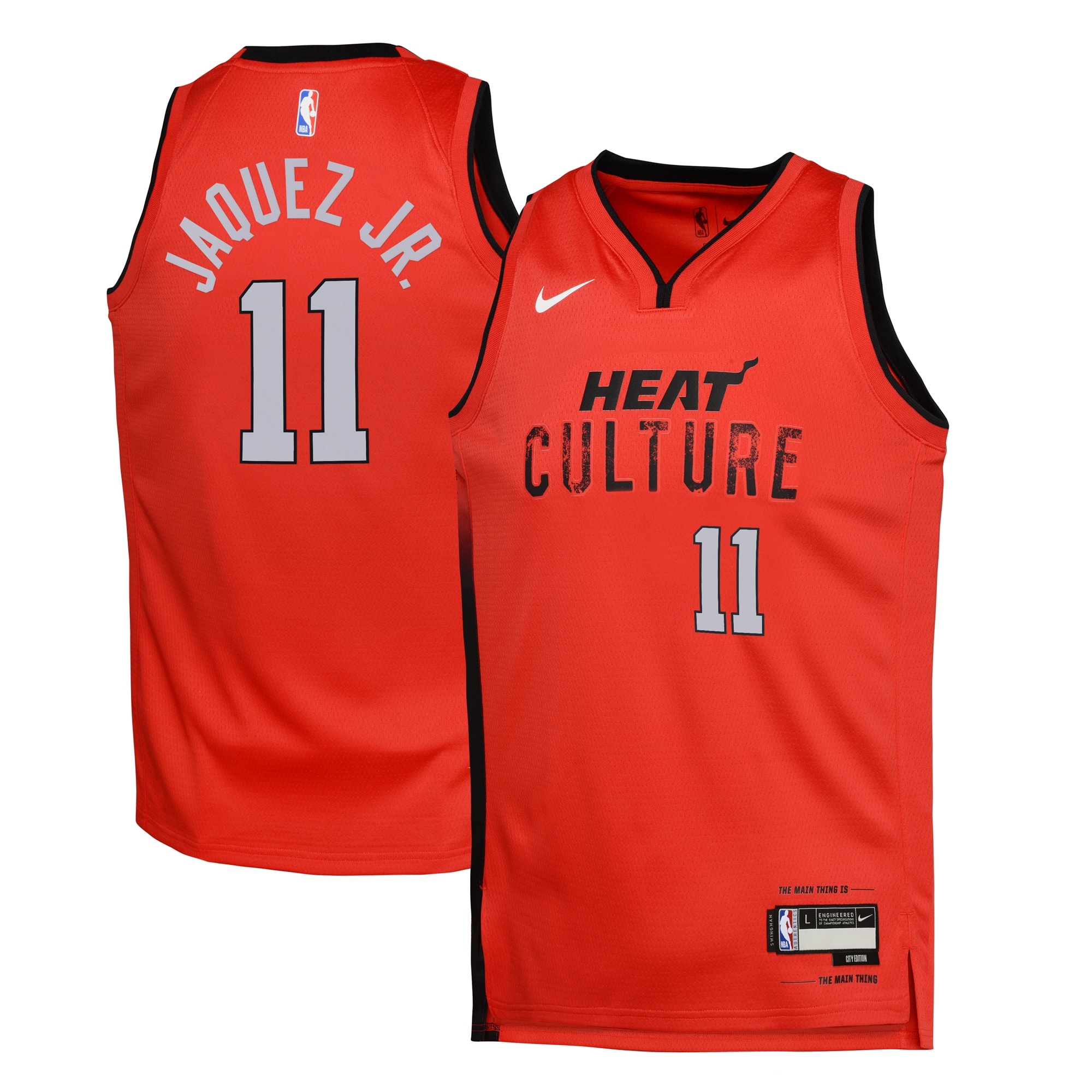 Miami Heat City Edition Swingman Basketball Jersey 2024 - Red - Jaime Jaquez Jr. - Youth - JS676 
