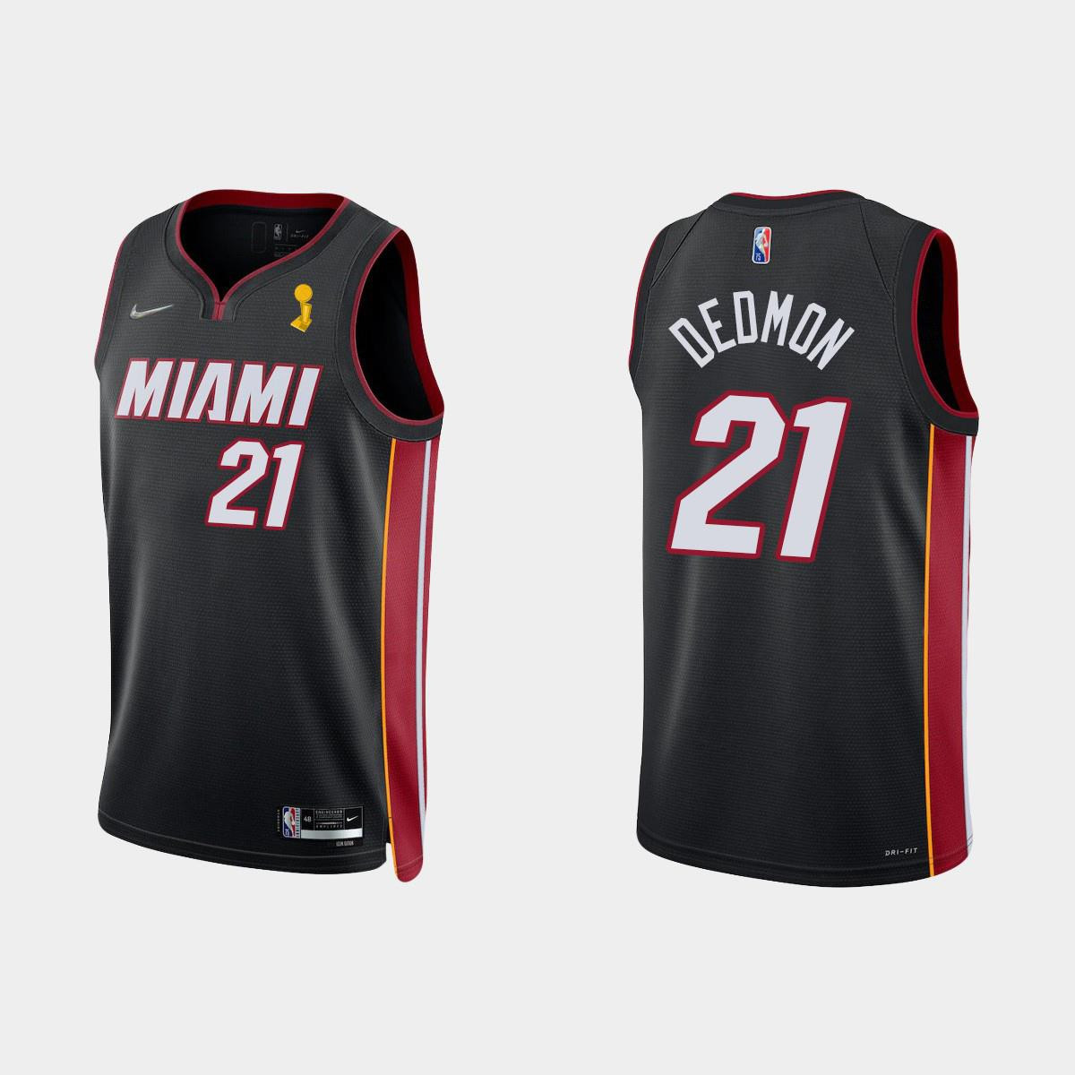 Miami Heat Dewayne Dedmon 21 Champions Cup Black Basketball Jersey Icon - JS471 