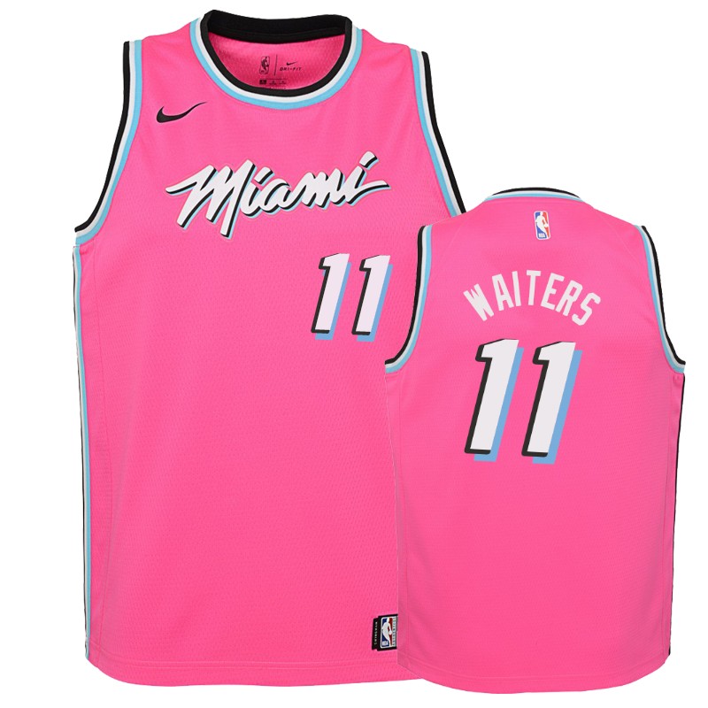 Miami Heat Dion Waiters #11 Pink 2018-19 Earned Basketball Jersey -youth