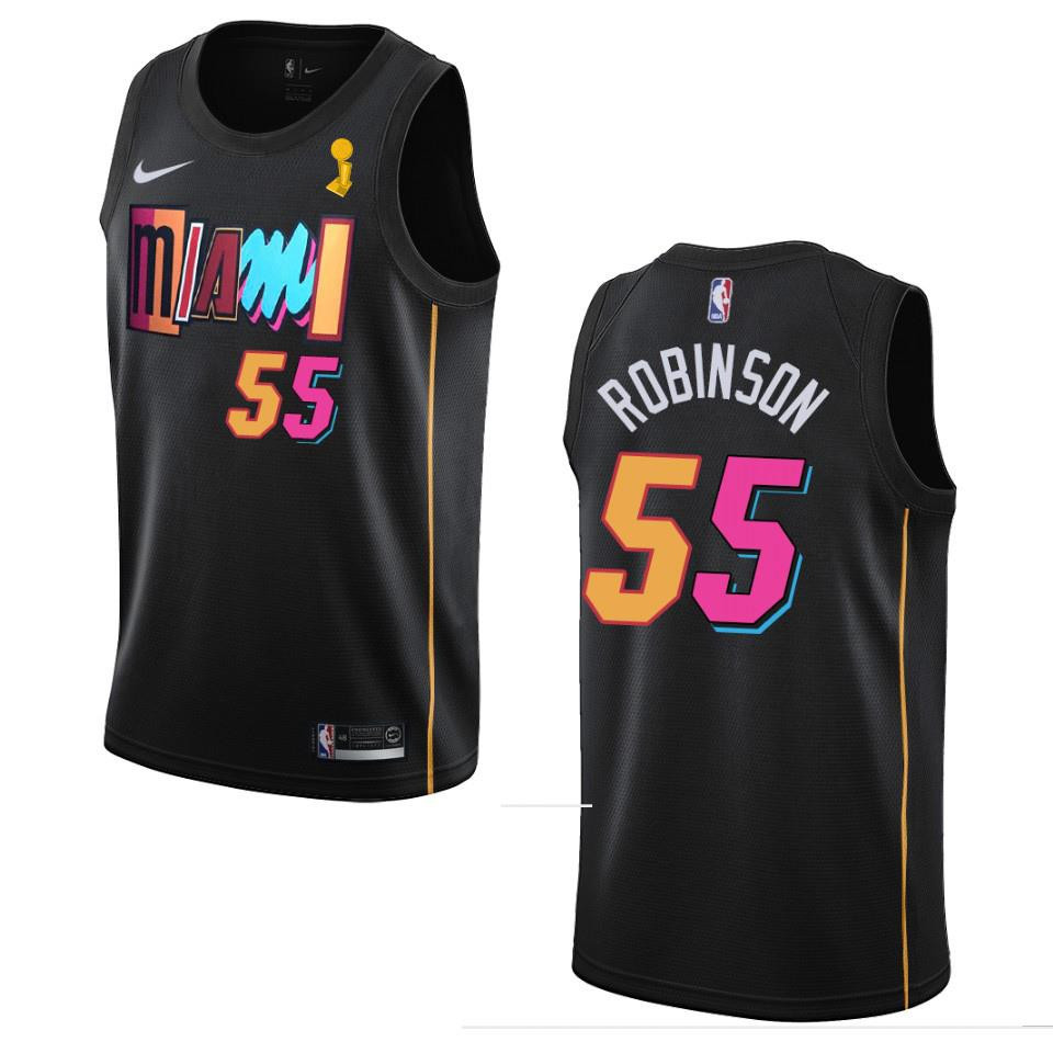 Miami Heat Duncan Robinson 55 Champions Cup 2023 Patch Basketball Jersey Black - JS853 