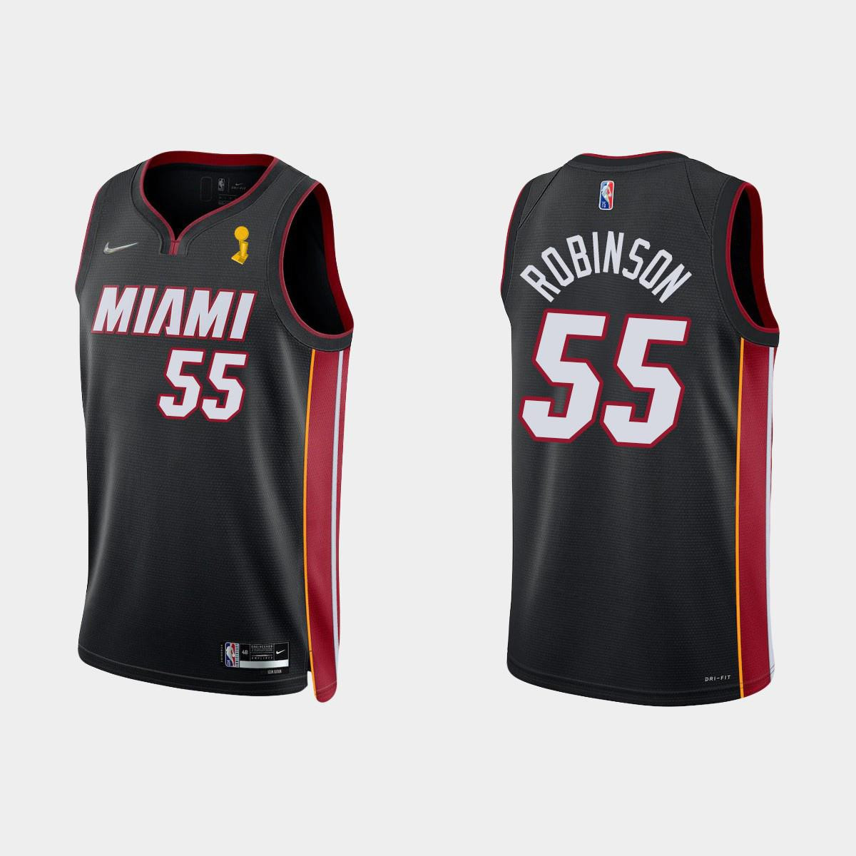 Miami Heat Duncan Robinson 55 Champions Cup Diamond Black Basketball Jersey Icon - JS117 