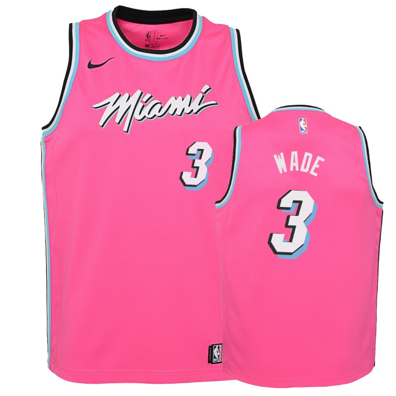 Miami Heat Dwyane Wade #3 Pink 2018-19 Earned Basketball Jersey -youth