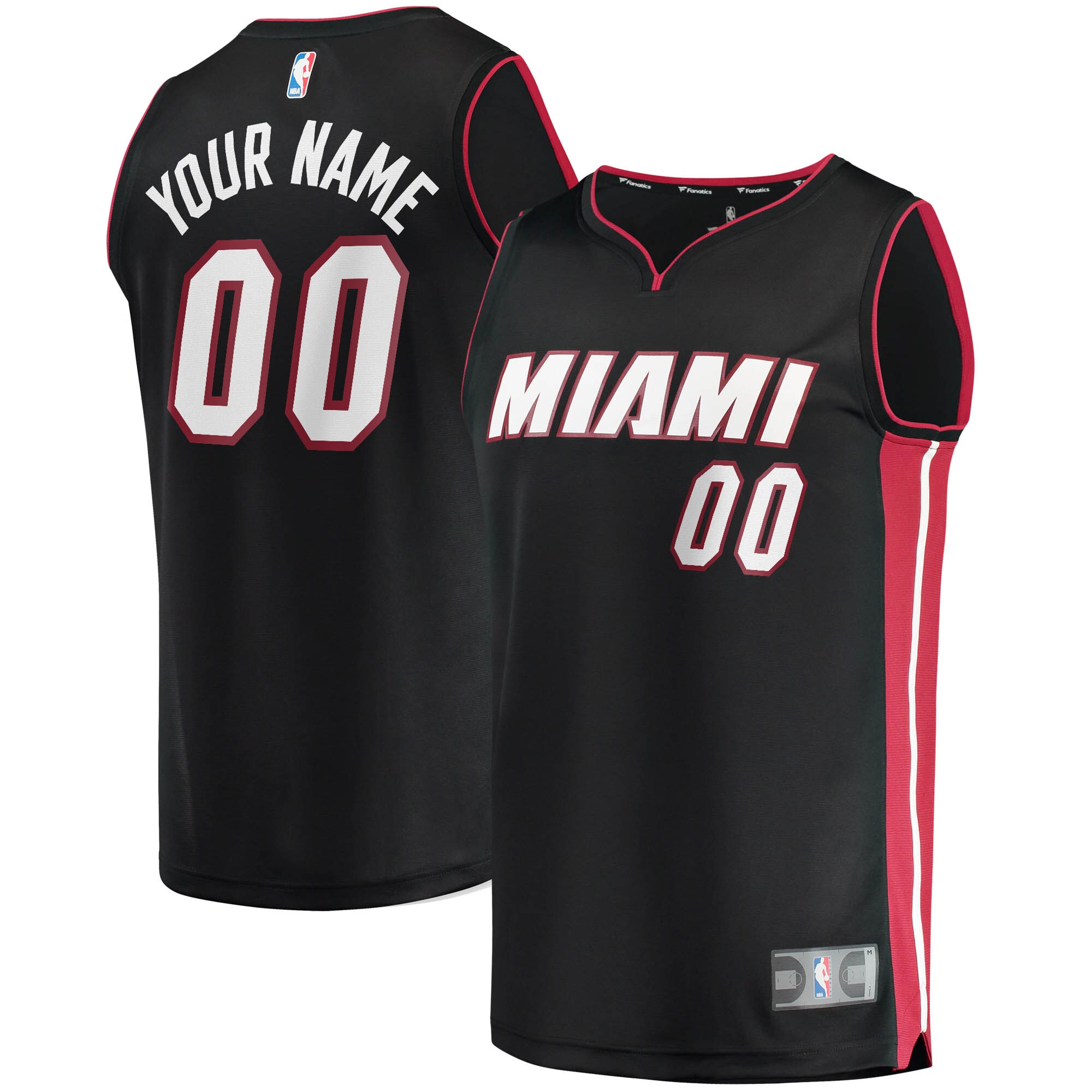 Miami Heat Fanatics Youth Fast Break Custom Replica Basketball Jersey Black - Icon Edition