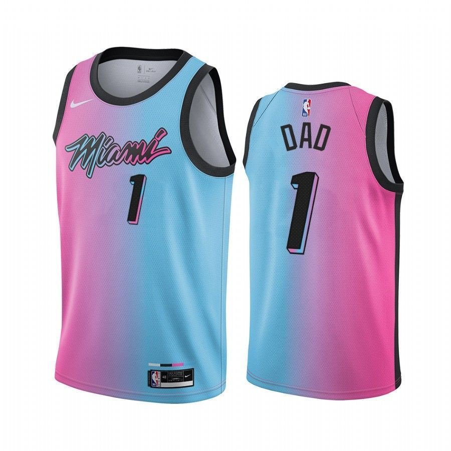 Miami Heat Fathers Day Blue Pink No.1 Dad Basketball Jersey - JS626 