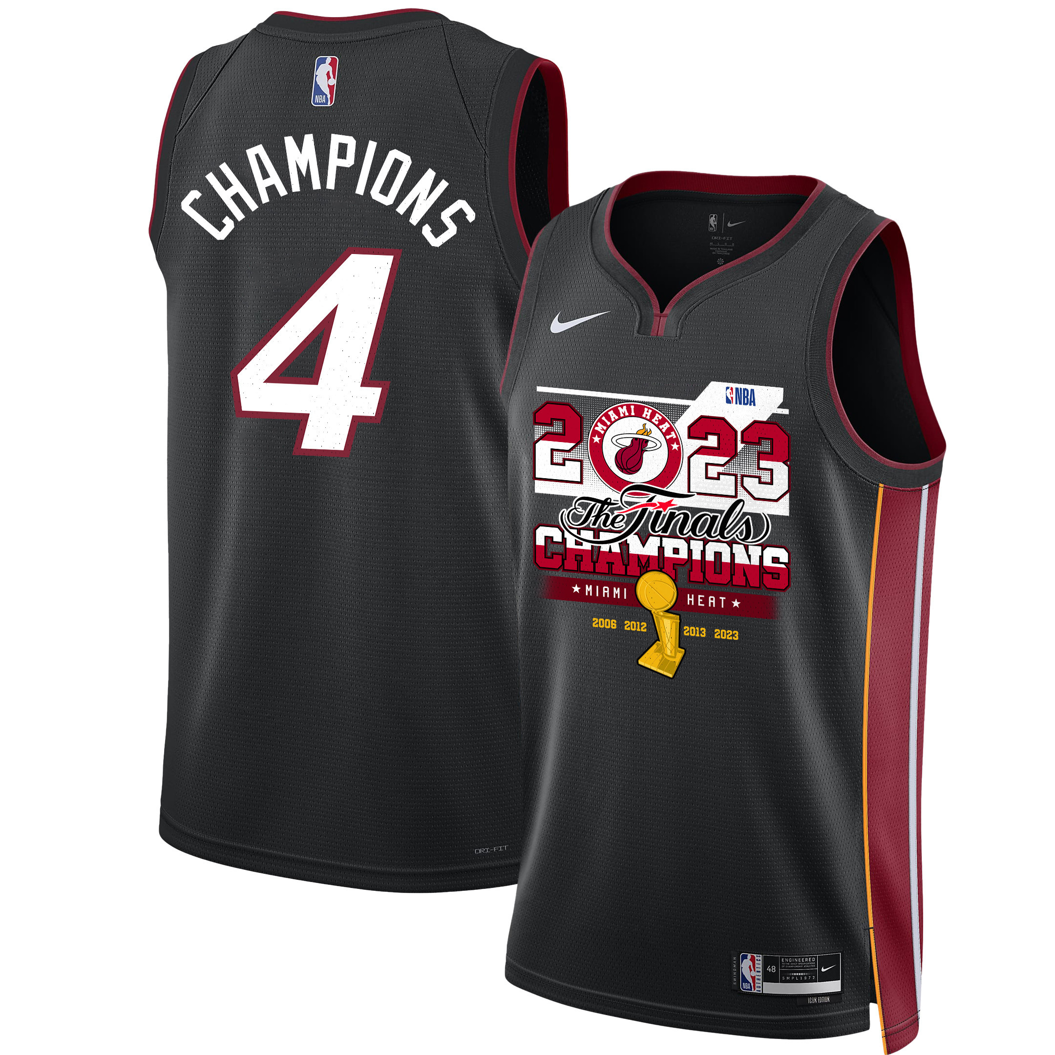 Miami Heat Finals Champions 2023 Swingman Basketball Jersey - Black - JS896 