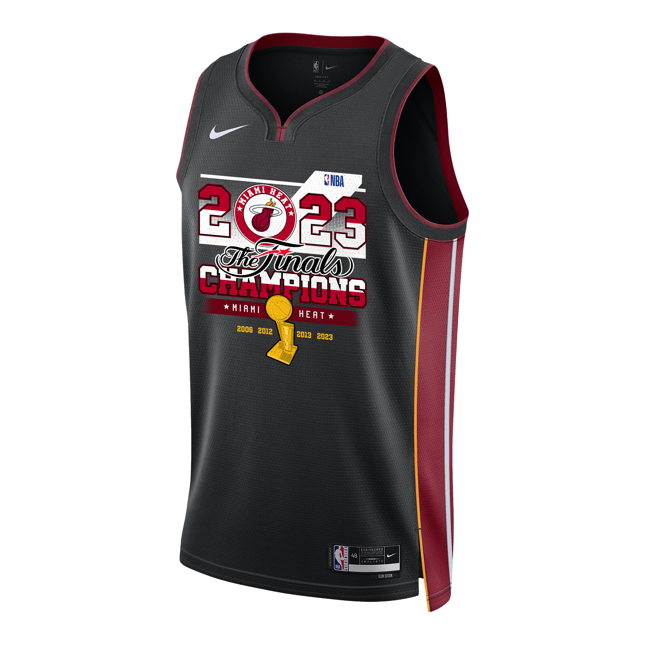 Alternative view of Miami Heat Finals Champions 2023 Swingman Basketball Jersey - Black - JS896 