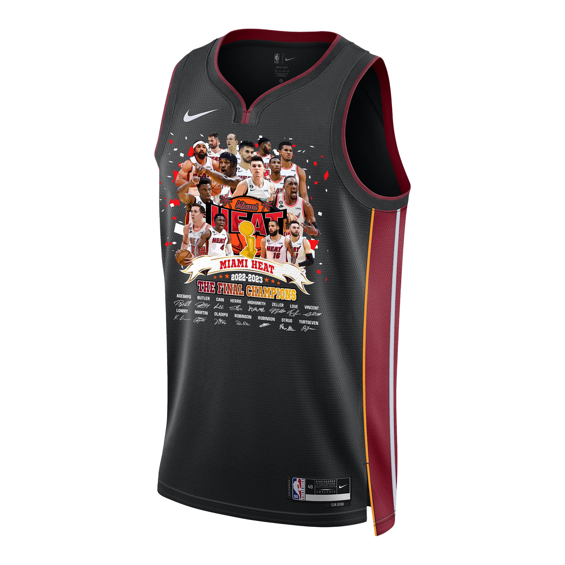 Alternative view of Miami Heat Finals Champions 2023 Swingman Basketball Jersey Player Signture - Black - JS969 